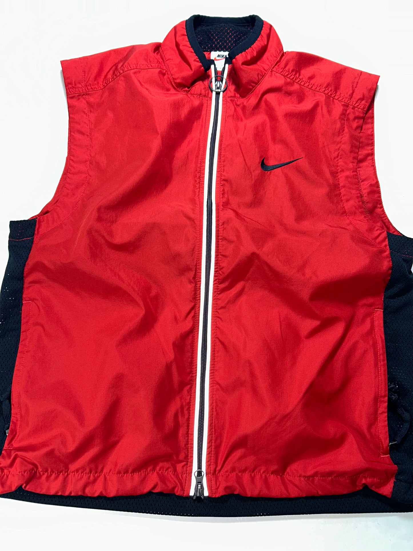 Vintage 90s Nike Zip 3M Windbreaker Vest Medium 22x25.75 Inches Red/Black