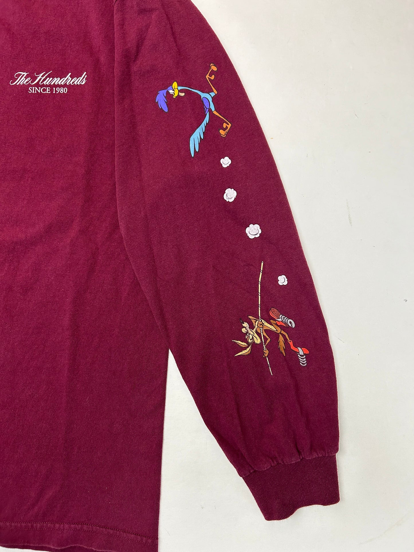 The Hundreds X Looney Tunes ACME Wile W Coyote & Roadrunner Long Sleeve Tee Medium 19.75x27.75 Inches As Is