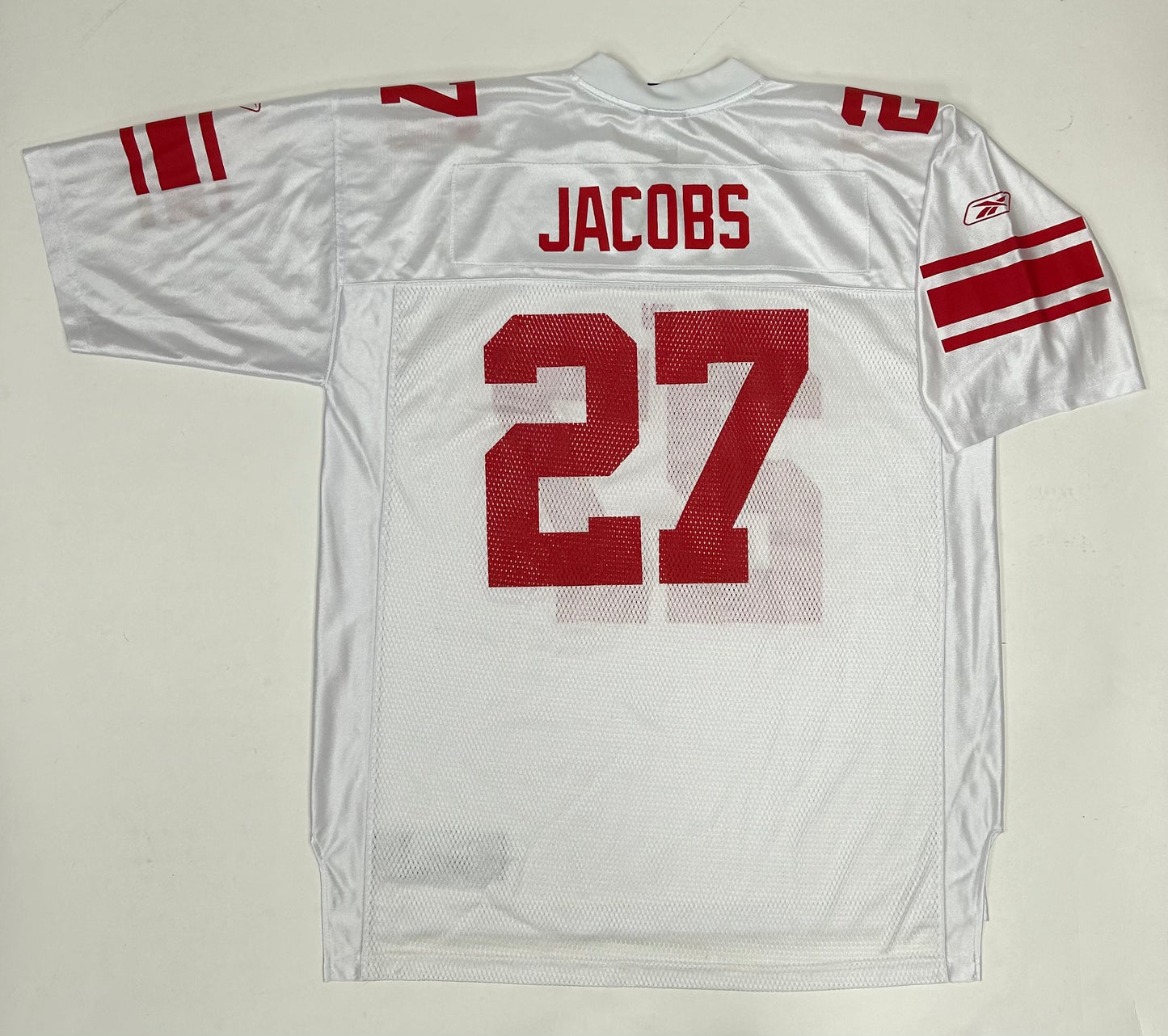 Vintage Reebok New York Giants Brendon Jacobs #27 Super Bowl XLII Jersey XL 26.5x33.75/35.5 Inches White
