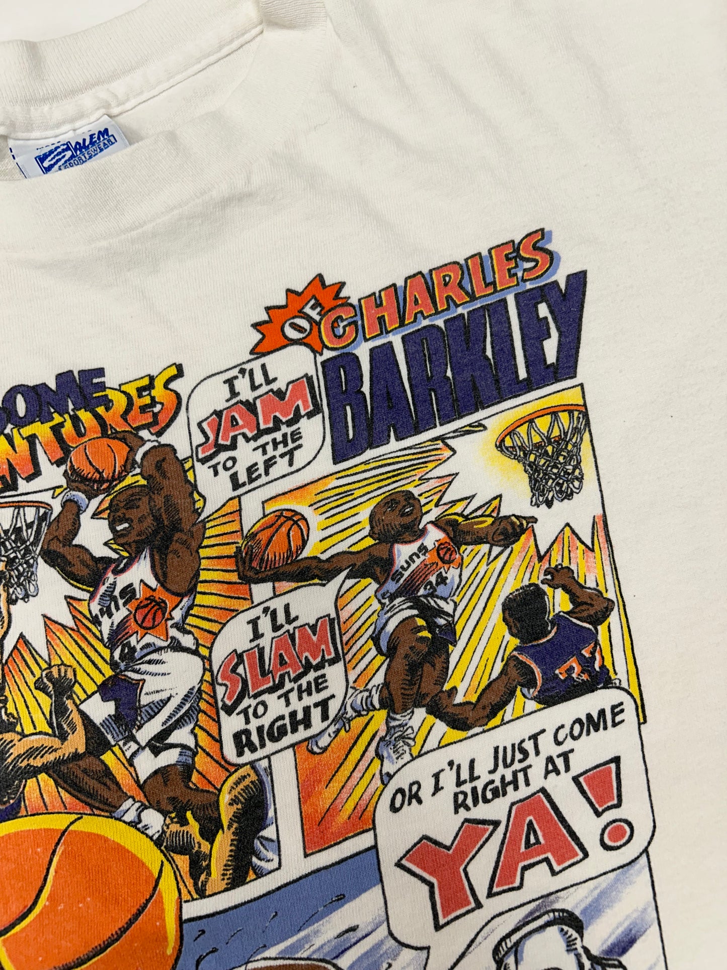 Vintage Salem Sportswear Zone Caricature Comic Charles Barkley Suns NBA Tee Youth Large 19.25x21.25 Inches