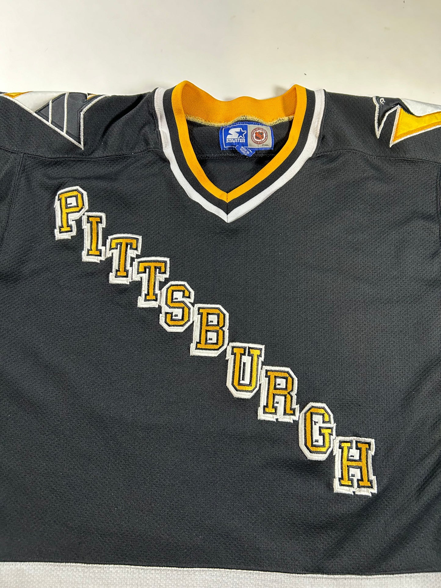 Vintage 90s Pittsburgh Penguins Starter Blank Hockey Jersey Youth L/XL 23.25x27 Inches