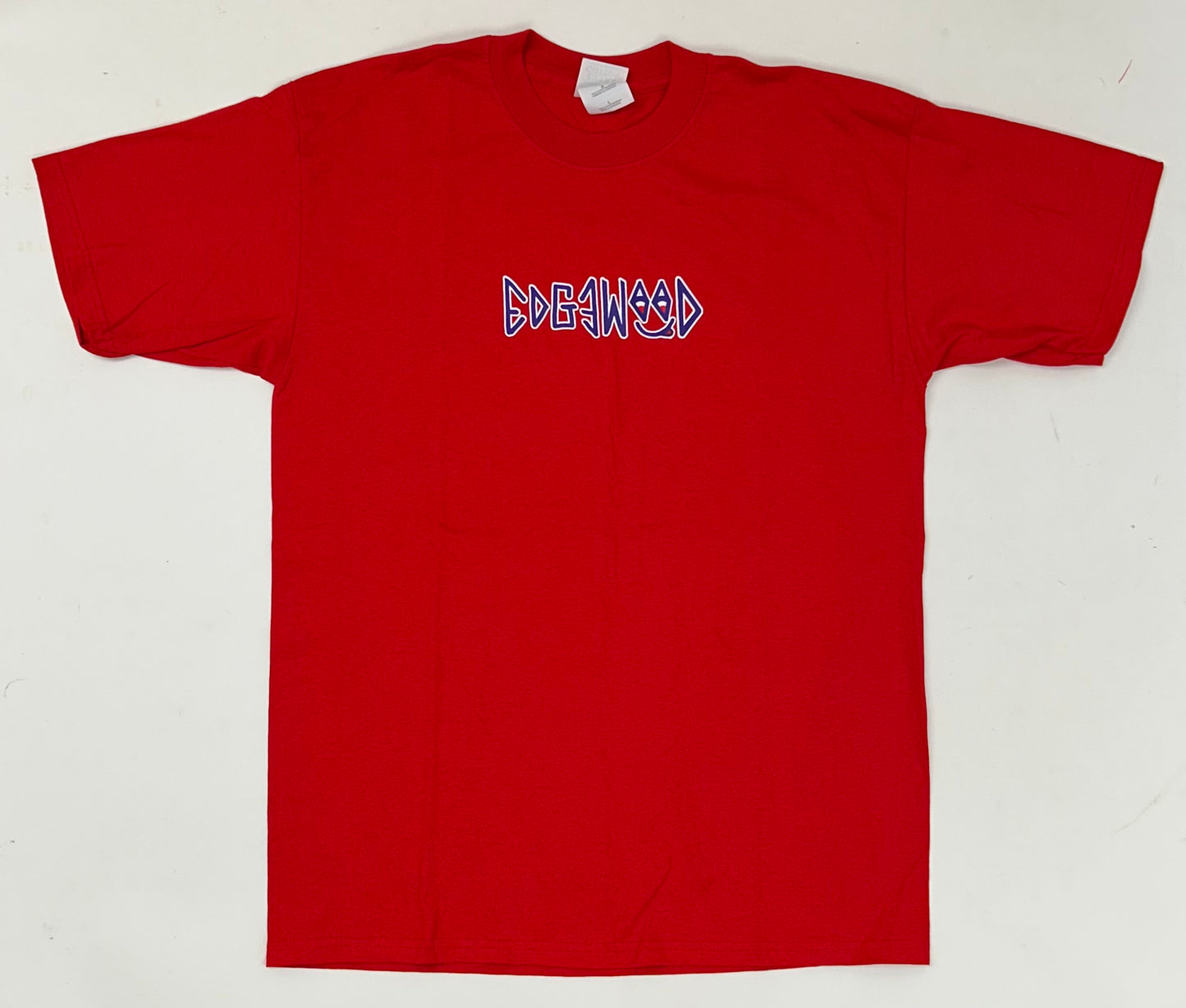 Edgewood NJ first edition “Deeper Than The Roots.” Tee 00s Gildan Ultra Cotton 100% Cotton Honduras Cherry Red