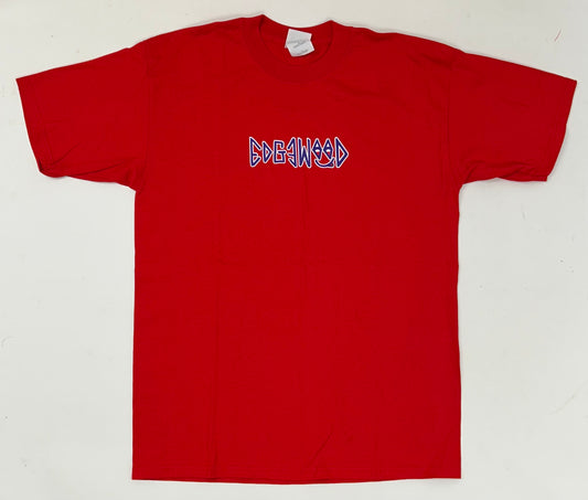 Edgewood NJ first edition “Deeper Than The Roots.” Tee 00s Gildan Ultra Cotton 100% Cotton Honduras Cherry Red