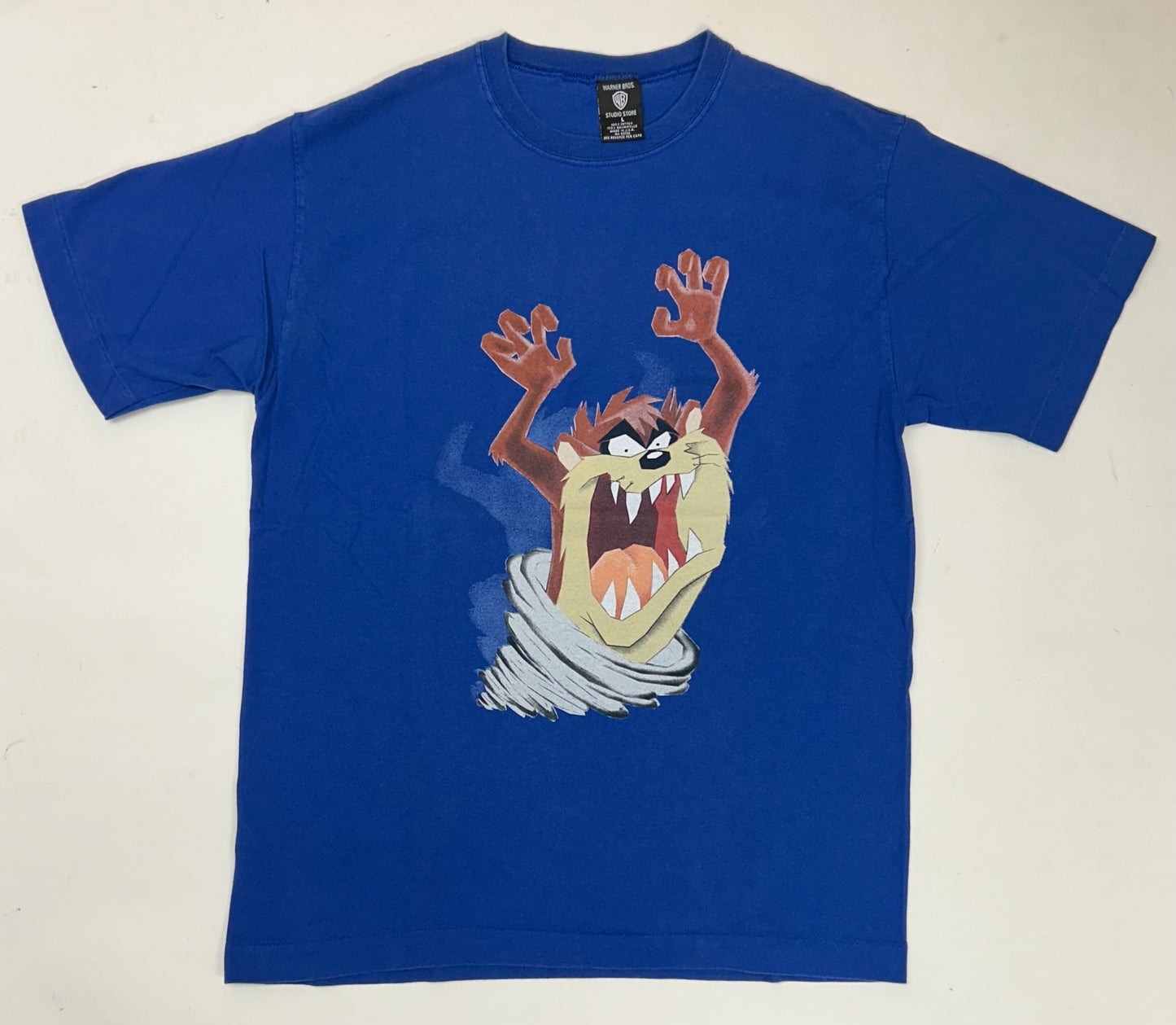 Vintage 1996 Warner Bros. Studio Store Tasmania Devil Taz Graphic Tee Large 21.25x29 Inches Blue