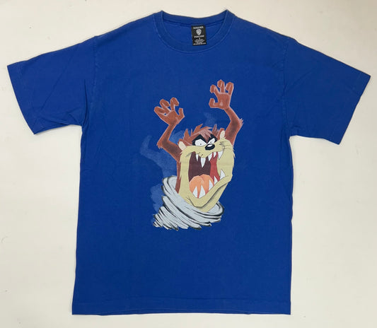 Vintage 1996 Warner Bros. Studio Store Tasmania Devil Taz Graphic Tee Large 21.25x29 Inches Blue
