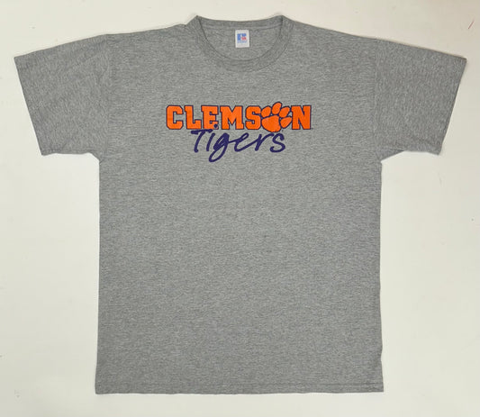 Vintage 90s Clemson Tigers College Russell Athletic USA Tee Large 22.25x29.25 Inches As Is