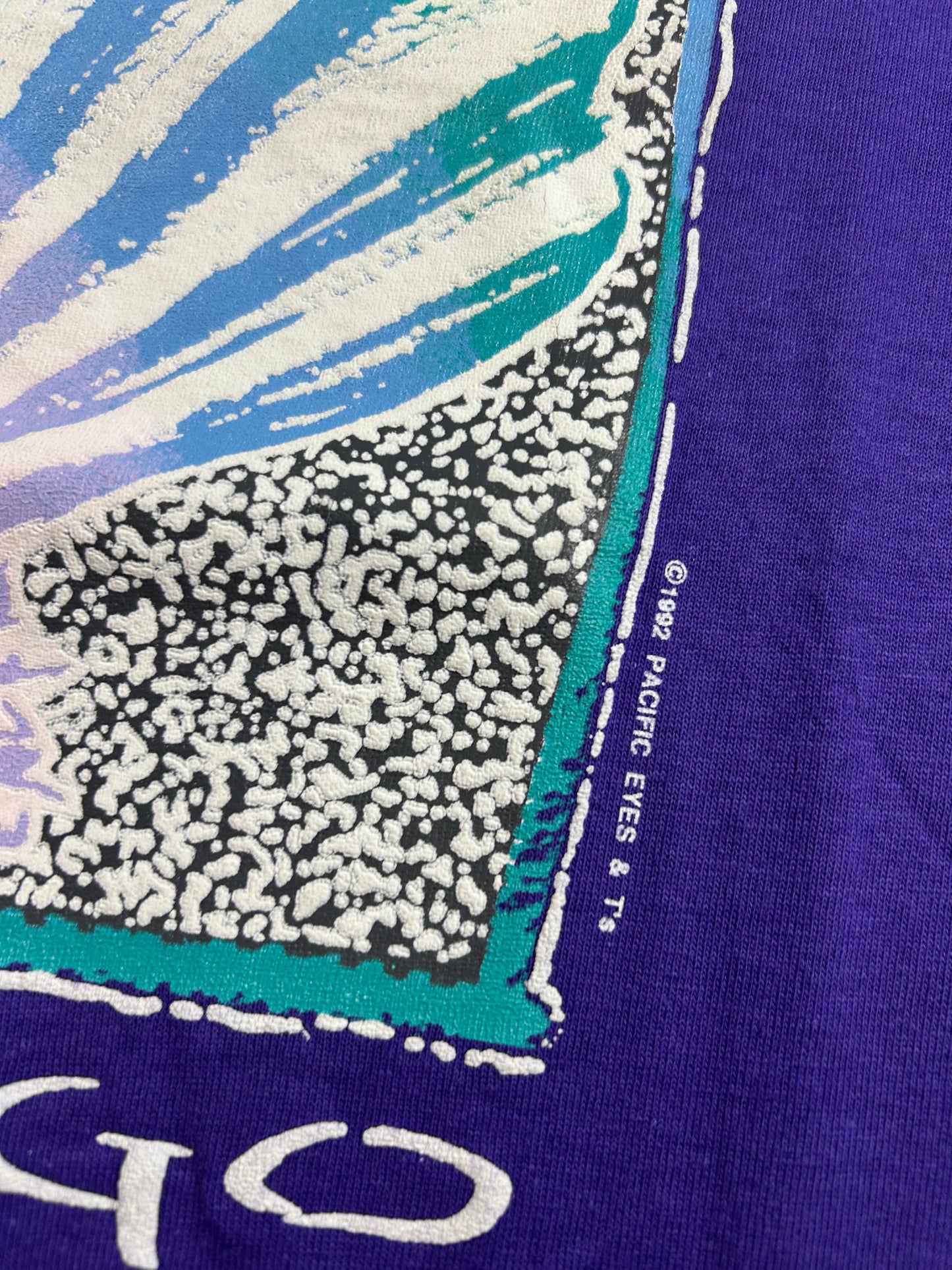Vintage 1992 San Diego Seashell Destination Vactuon Tee Purple Large/Medium Fit 20.5x30 Inches