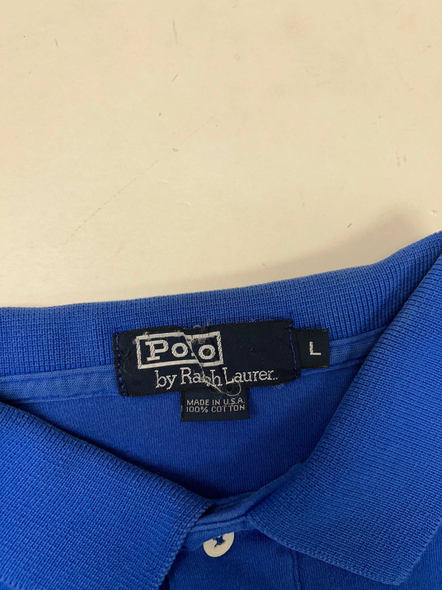 Vintage Polo Ralph Lauren Horse Chest Embroidered Polo Shirt Large 24.5x28.25/30.25 Inches Made In USA Royal Blue