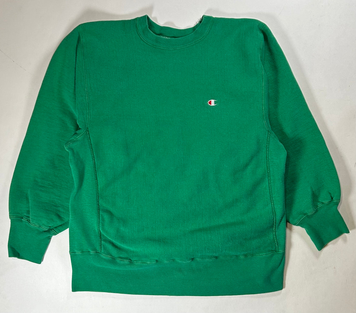 Vintage 80s Champion Reverse Weave Kelley Green Crewneck Sweatshirt 22.25x28.25 Inches Mediumish Fit
