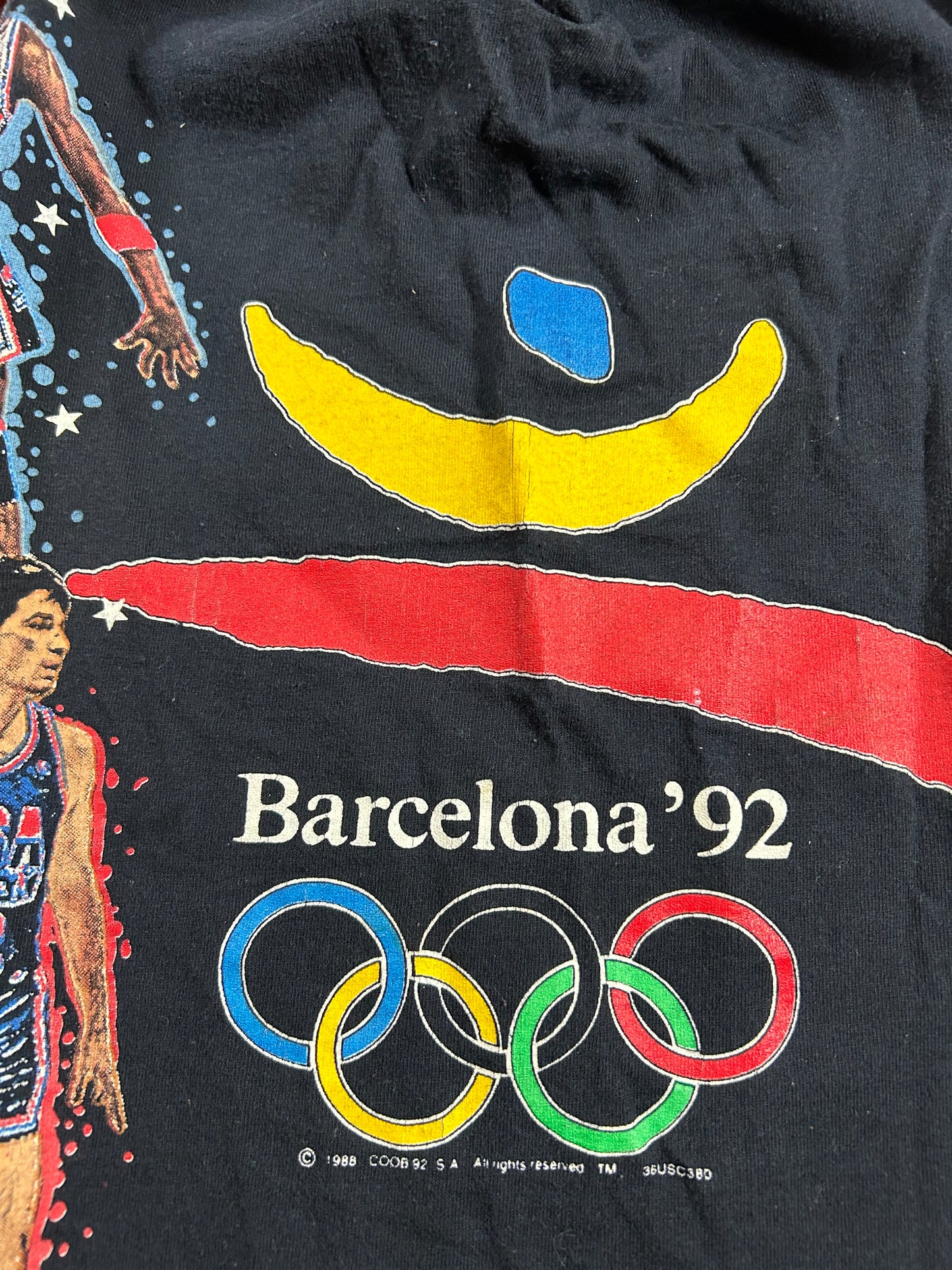 Vintage Salem Sportswear USA Dream Team 92' Barcelona Olympics Basketball Tee Large 21.25x28.75 Inches
