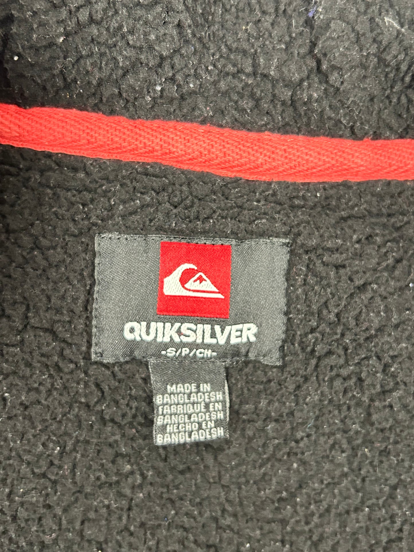 Vintage 00s Quiksilver Boarding Brand Fleece Inside Zip Hoodie Sweatshirt Small 22.25x27.75 Inches