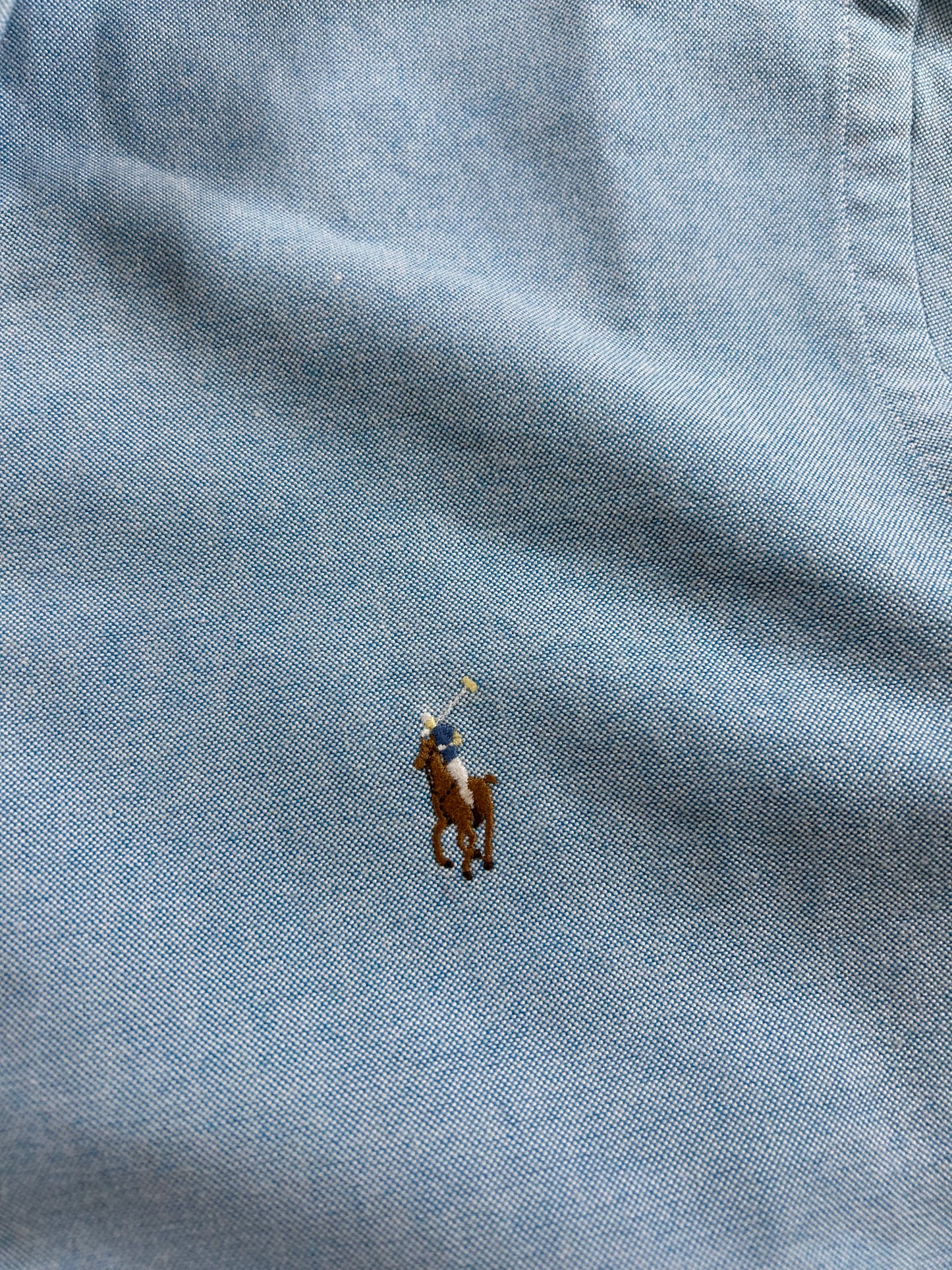 Polo Ralph Lauren Classic Fit Button Down Shirt Size Medium 22.5xBlue Made In Philippines 00s