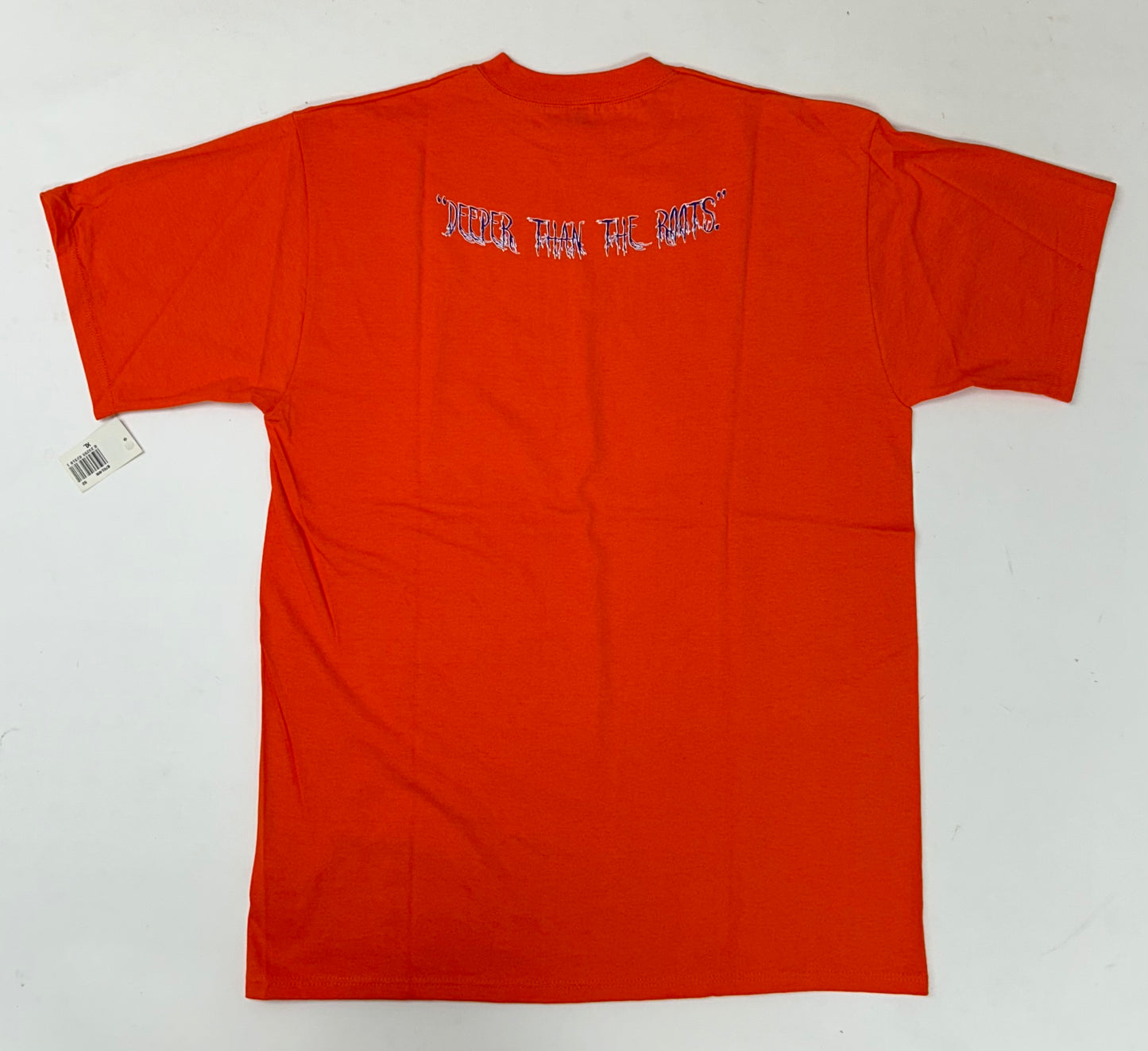 Edgewood NJ first edition “Deeper Than The Roots.” Tee XL 23.25x32.25 Inches 90s Russell Athletic USA Made 100% Cotton In Orange