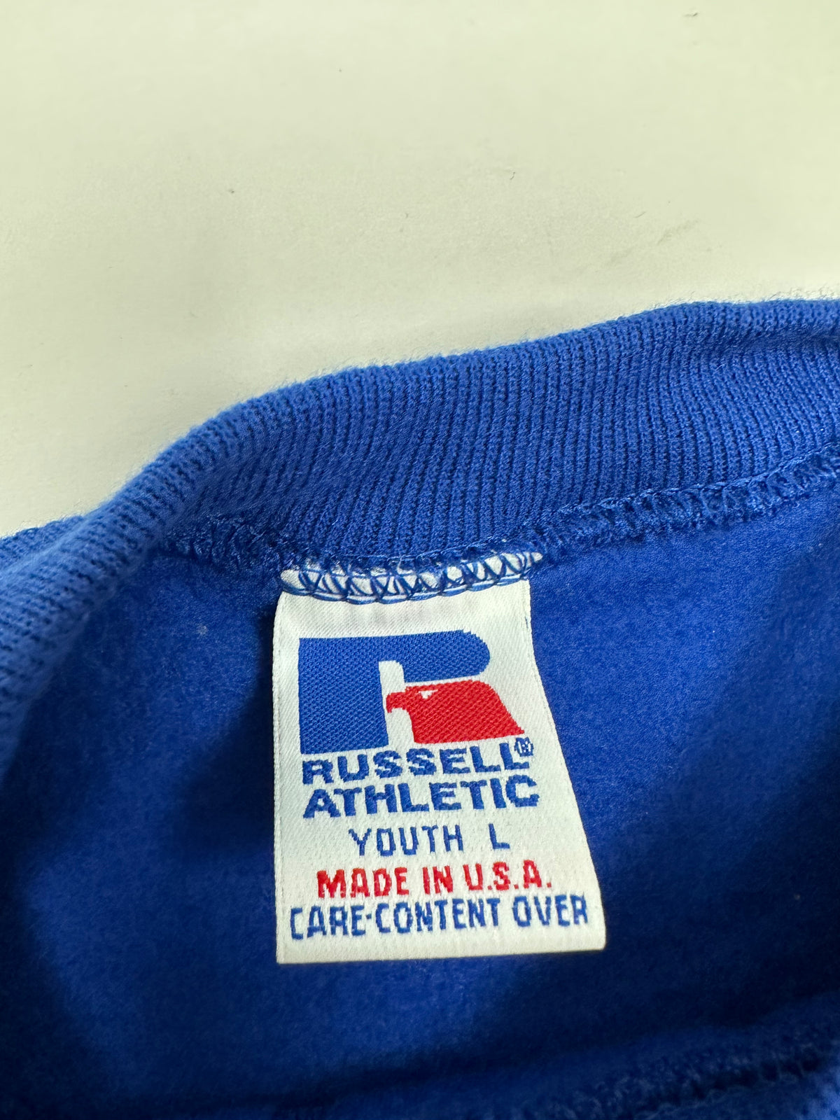 Edgewood NJ “Deeper Than The Roots.” First Edition Crewneck Sweatshirt Tagged Youth Large 90s Russell Athletic 50/50 Blend Made In USA DS Royal Blue 20.75x25