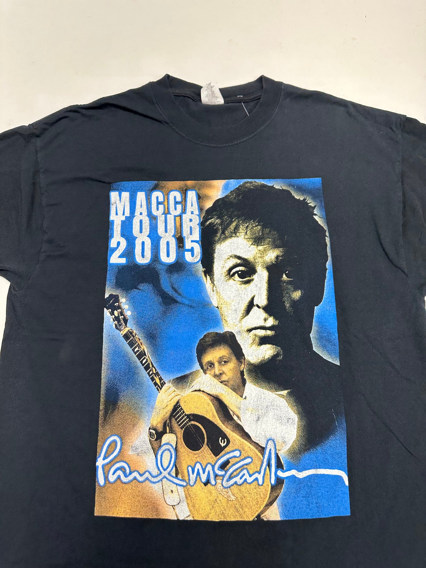 Vintage 2005 Paul McCartney Macca Tour Music Tee Parking Lot Shirt XL/L 22.5x28.75 Inches As Is
