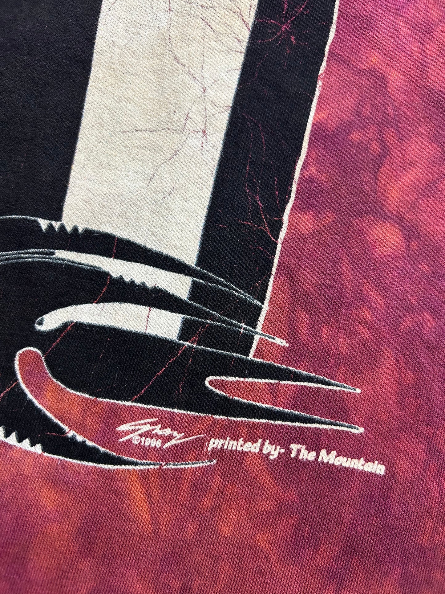 Vintage 96’ The Mountain Red Native American Tie Dye Graphic T-Shirt Large 22x32 Inches As Is