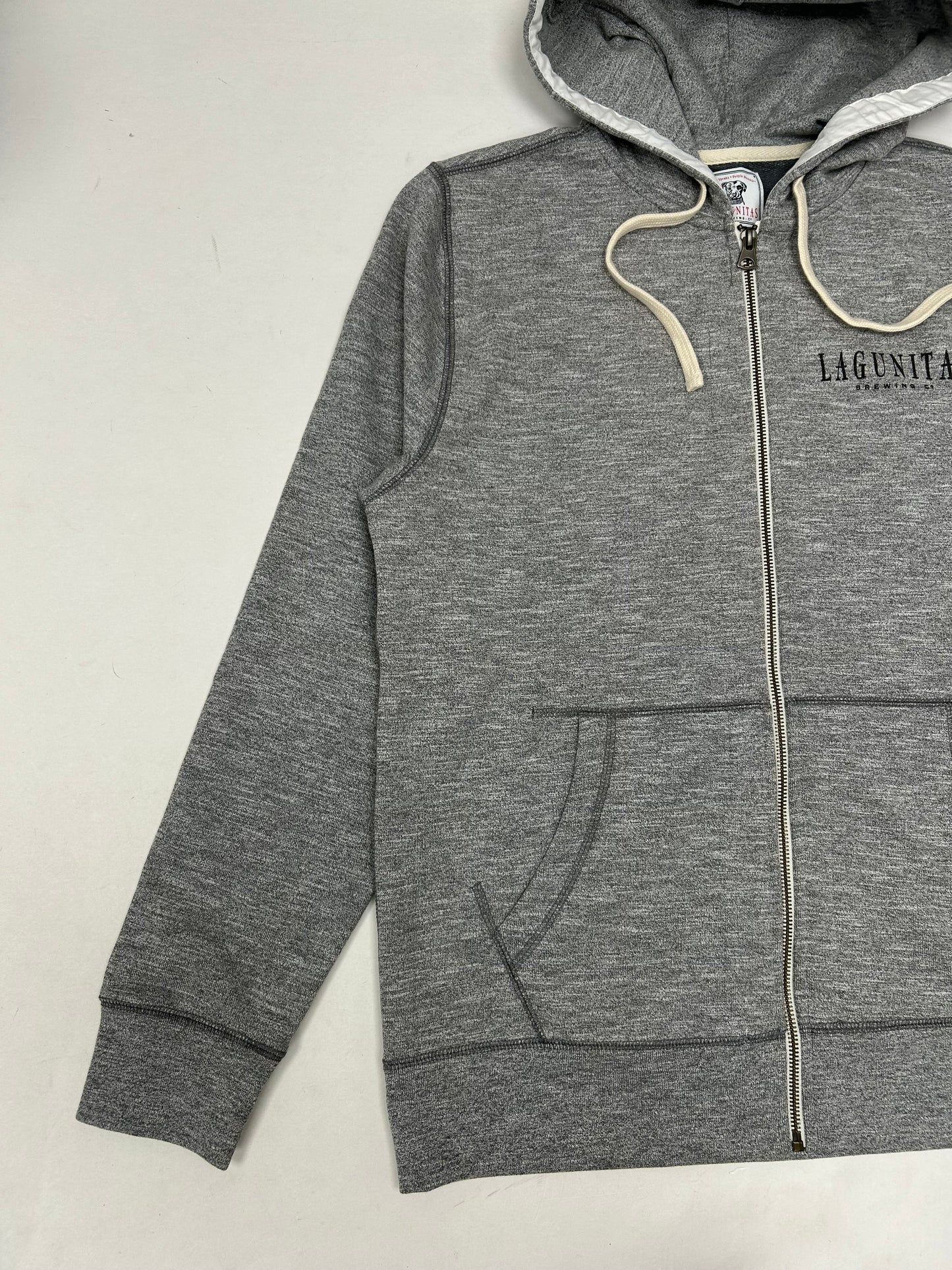 Lagunitas Brewing Company Zip Up Sweatshirt Hoodie Grey Dog Logo Medium Clean