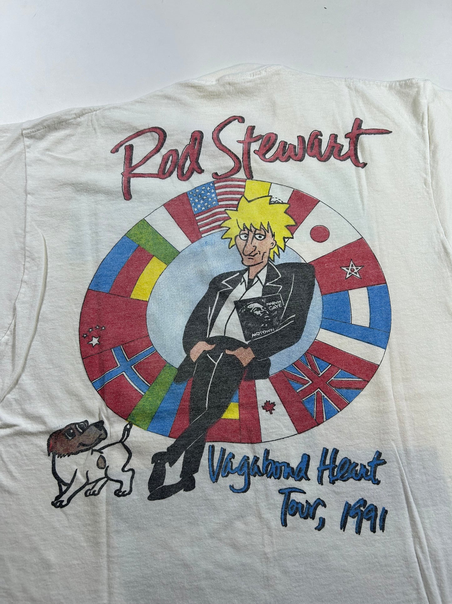Vintage 1991 Rod Stewart Vagabond Heart Tour 1991 Music Band Tee Perfectly Worn In & Faded M/L 20.5x26.75 Inches As Is