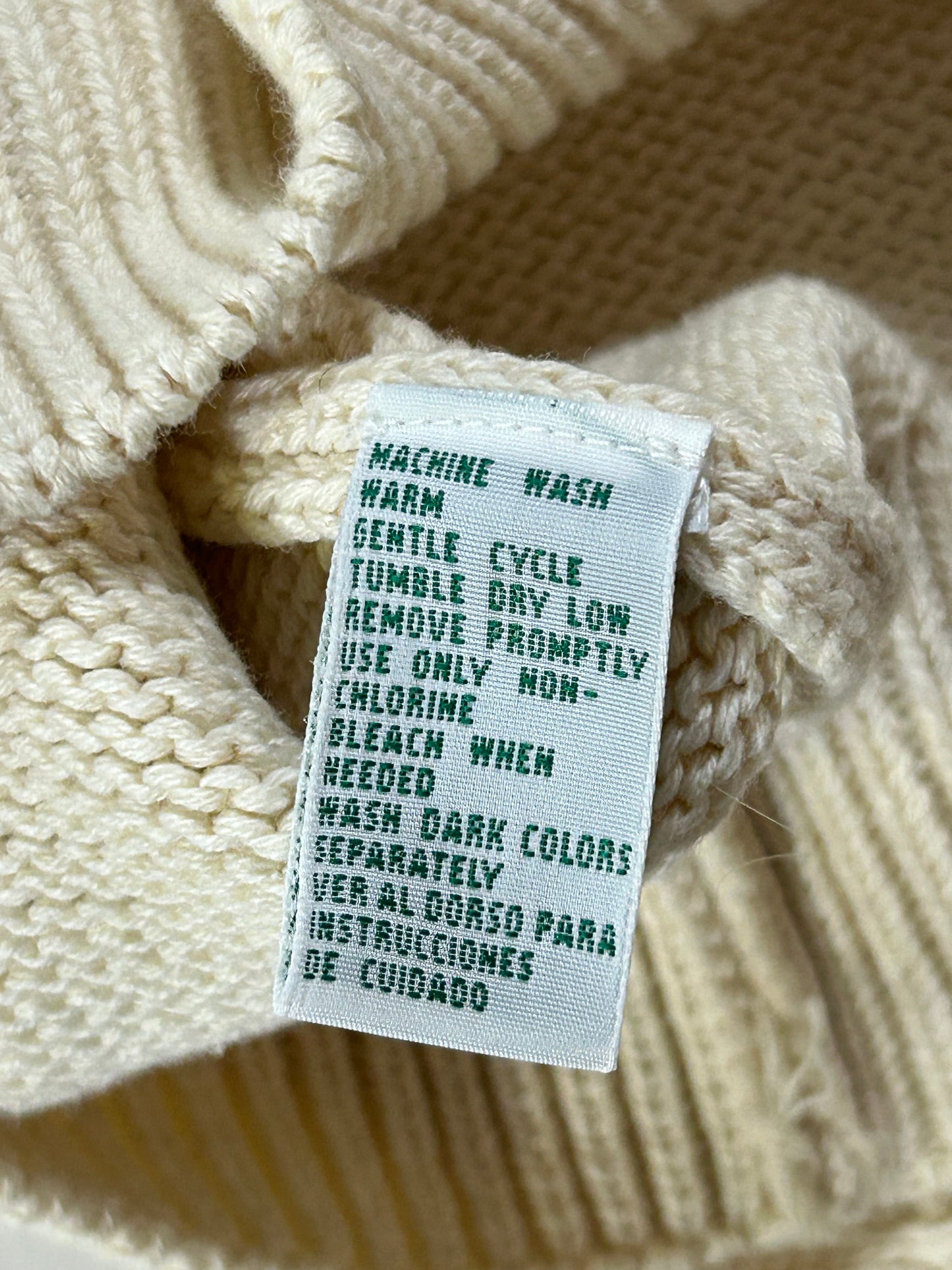 Vintage Izod Championship Golf Sweater Off White Knit Embroidered Mens Large 24.25x27.25 Inches