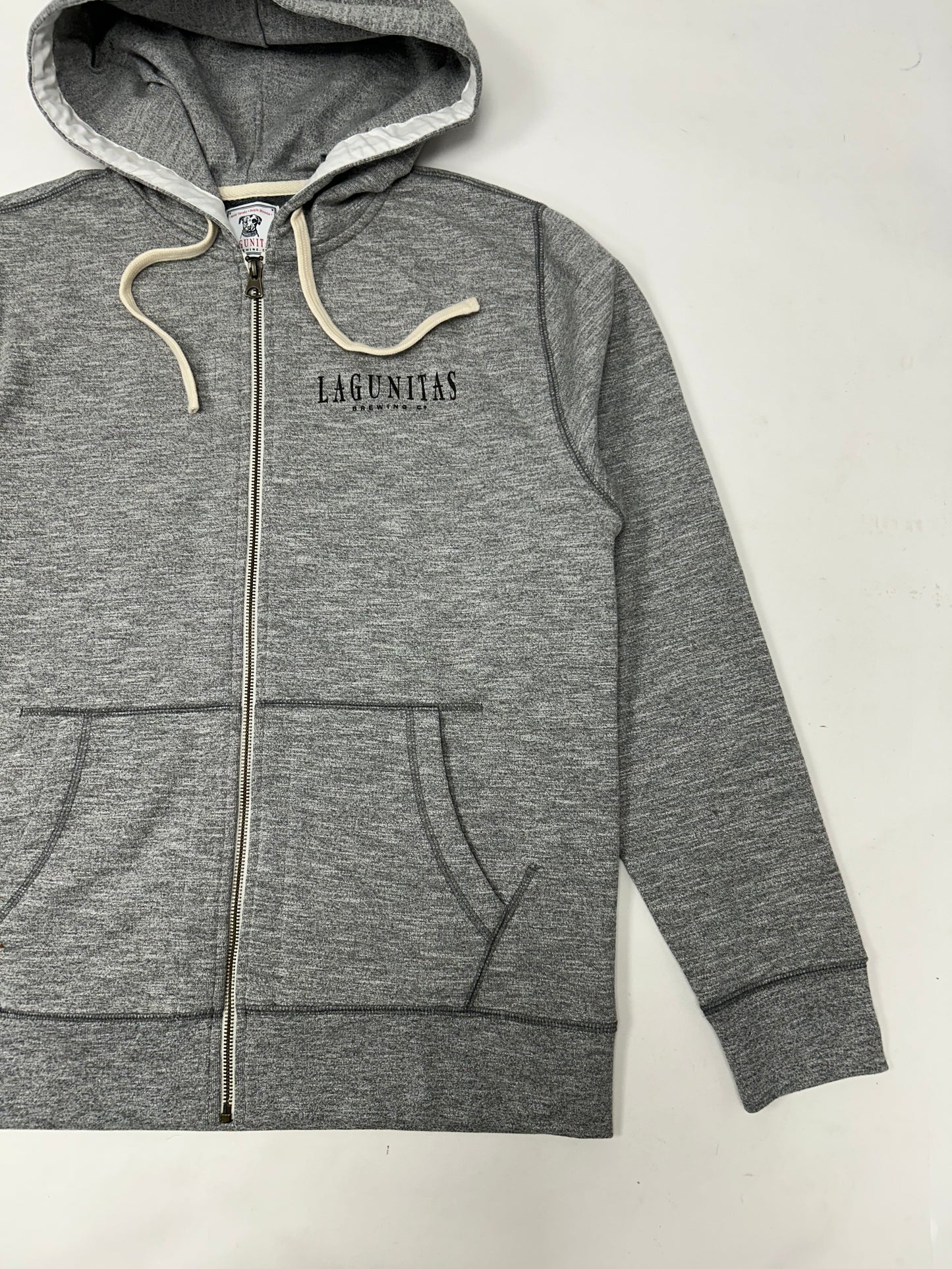Lagunitas Brewing Company Zip Up Sweatshirt Hoodie Grey Dog Logo Medium Clean