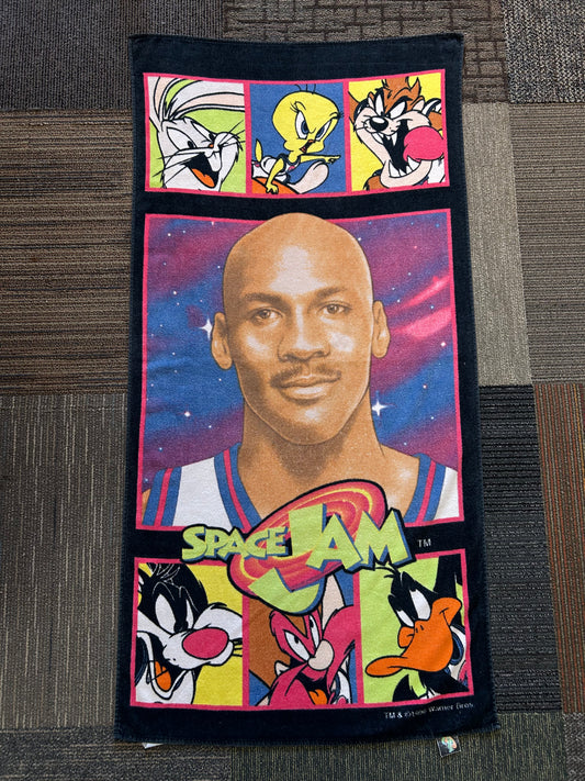 Vintage Warner Bros. Space Jam Beach Towel Michael Jordan & Looney Tunes Movie About 27.5x56 Inches