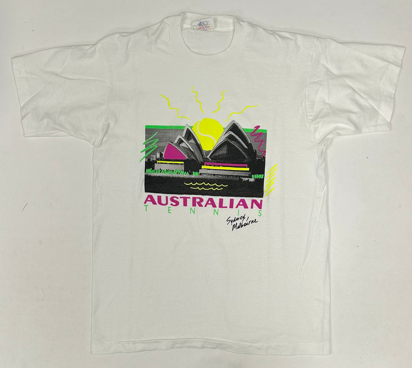 vintage Australian Tennis Sydney Melbourne Tee 90s The Sporting Look Large 21x29 Inches