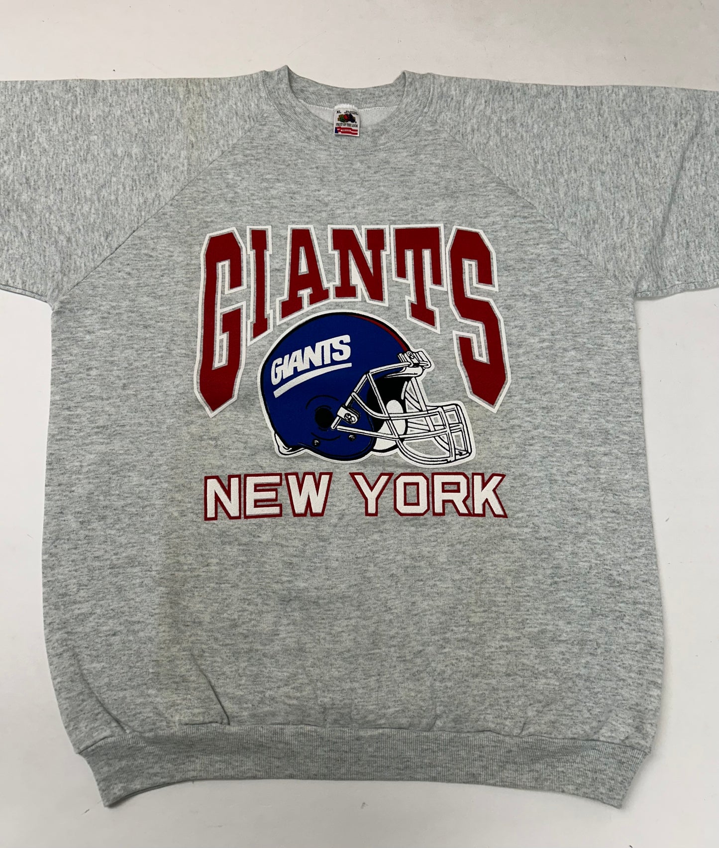 Vintage 90s New York Giants NFL Crewneck Sweatshirt Raglan L/XL Fit 24.25x29.5 Inches