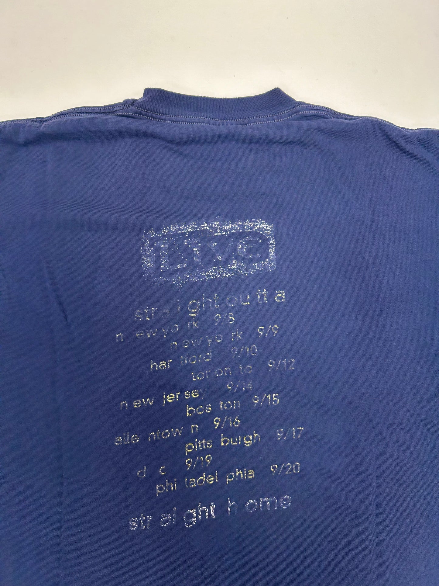 Vintage Live Straight Outta York Tour 1994 Music Shirt Brockum M/L Fit 20.25x27.5 Inches Perfectly Worn In As Is
