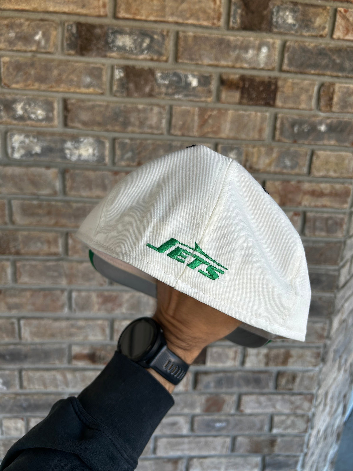 Vintage New York Jets Logo Spell Out NFL Fitted Hat 7 1/8 Double Logo Annco USA