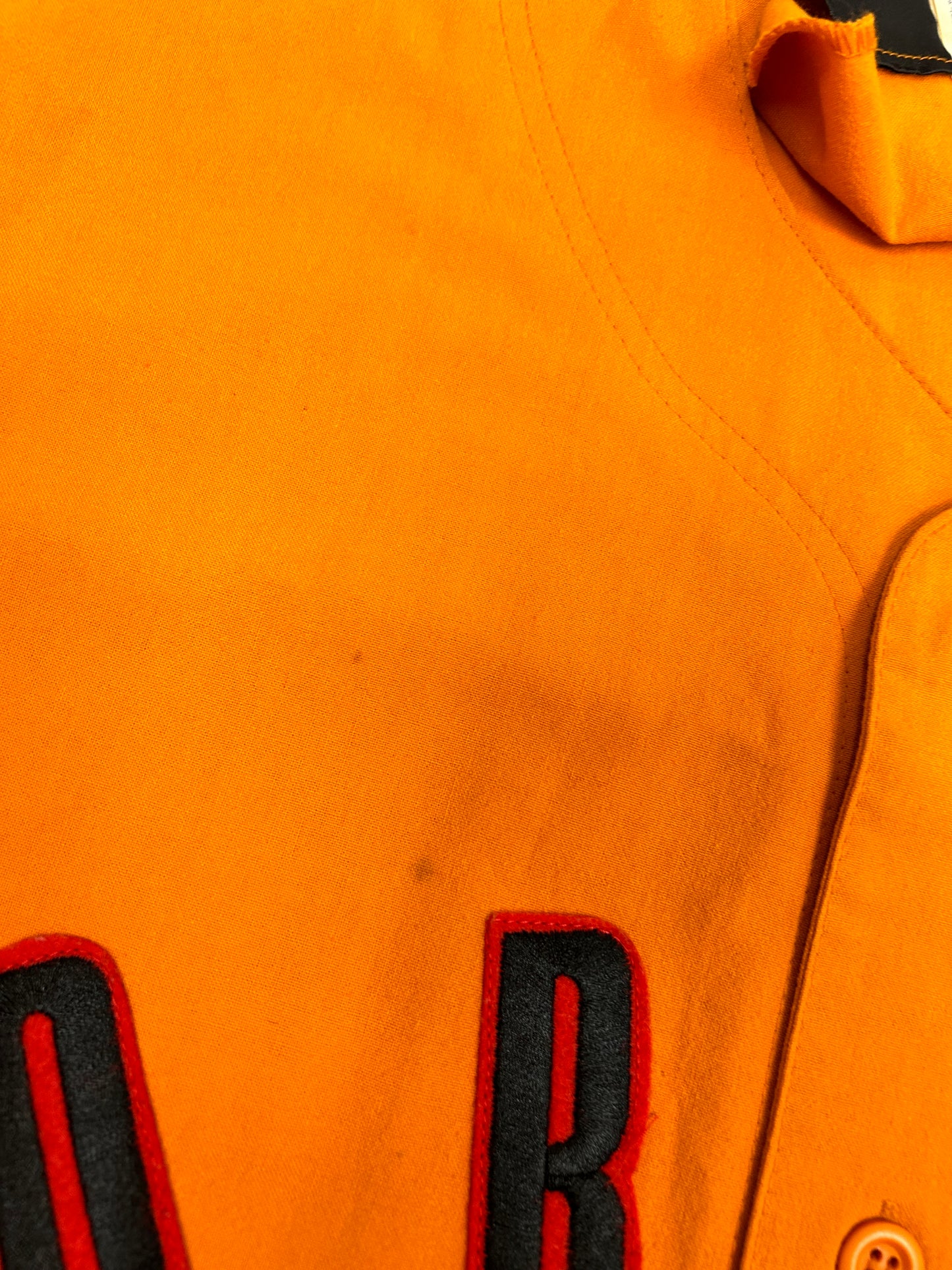 Vintage Nike Air Jordan 'Spellout Logo' Baseball Jersey Orange 1991 Rare Large 25.5x31/33.5 Inches