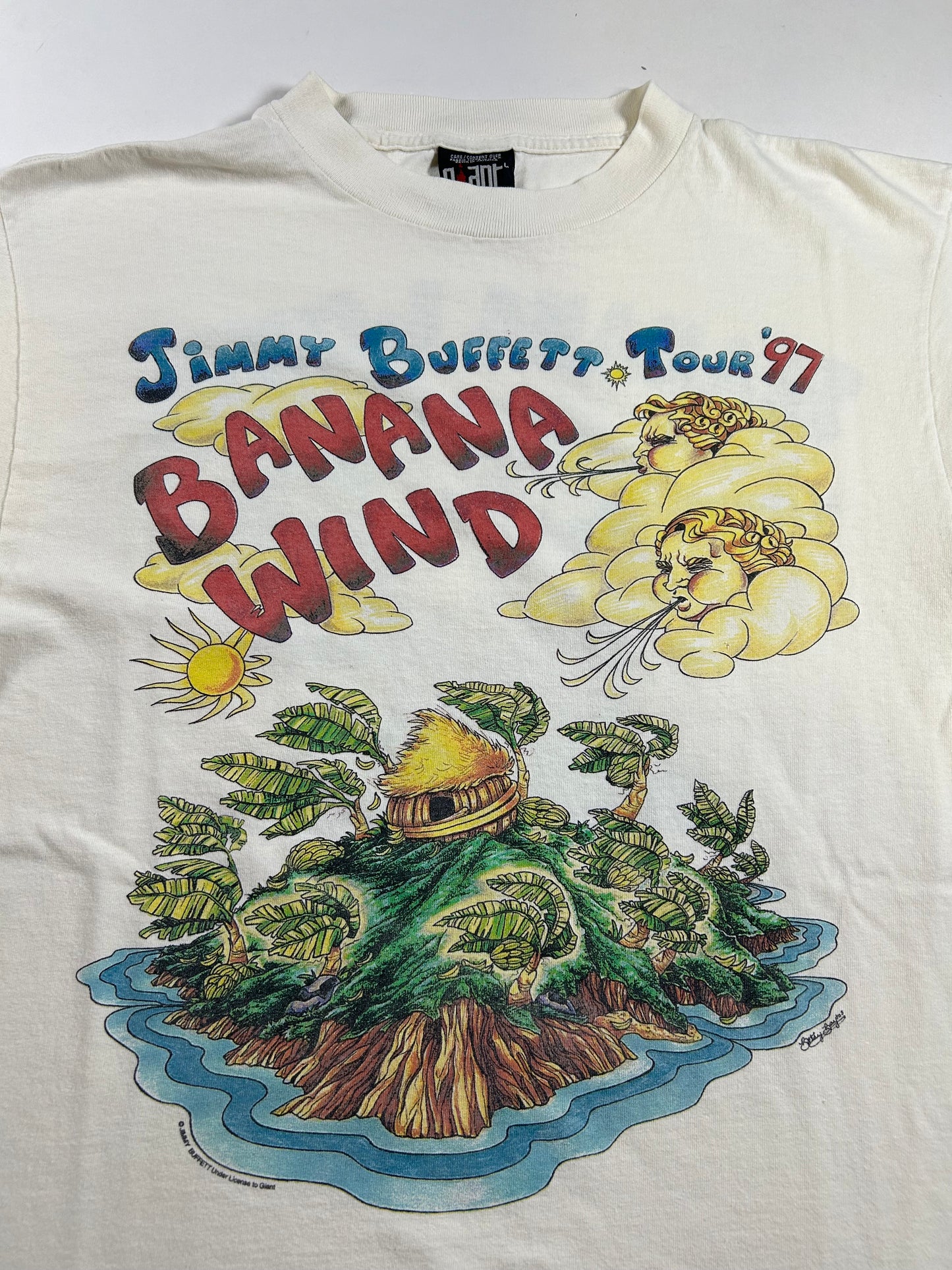 Vintage Jimmy Buffett Banana Wind Tour 1997 T-Shirt Music Giant Tag 20.75x29.5 Inches As Is Has Marks