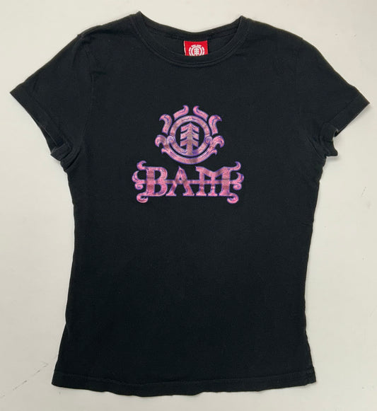 Vintage Bam Margera Element Skateboards Foil Logo Women’s Skate Tee Women’s Small 14.25x20.25 Inches 2000s
