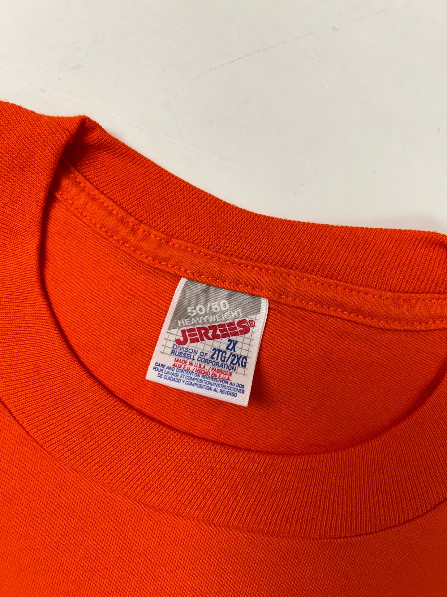 Edgewood NJ first edition “Deeper Than The Roots.” Tee 2XL 
26.25x32.5 Inches Jerzees Tag 50/50 Blend USA Orange