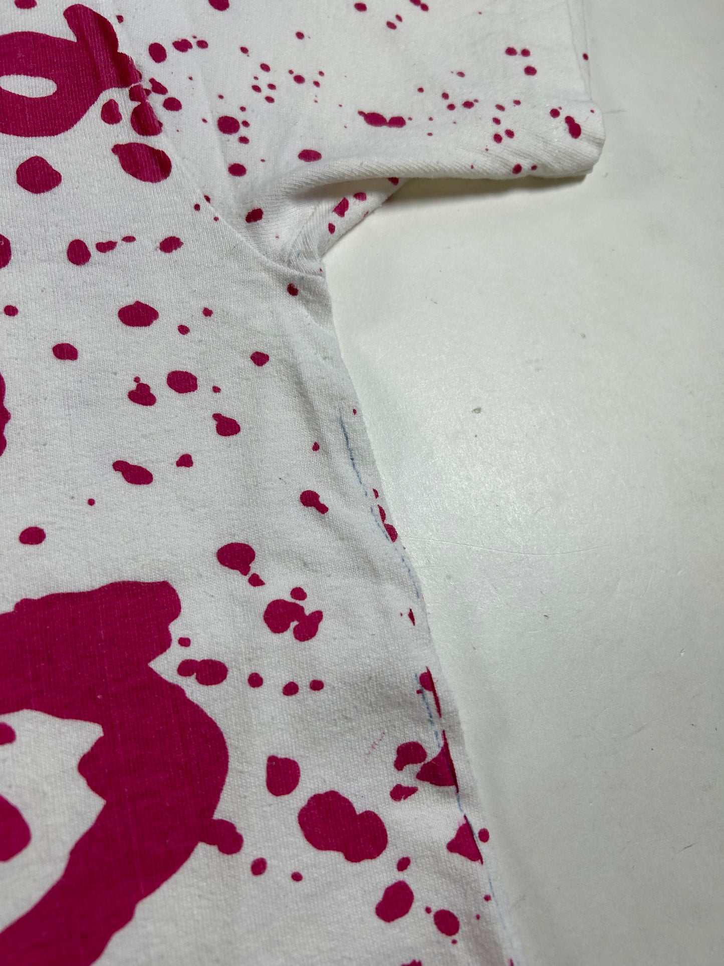 Vintage 90s Disney Originals Minnie Mouse All Over Print White/Pink Shirt XL/L Fit 23x28.5 Inches As Is
