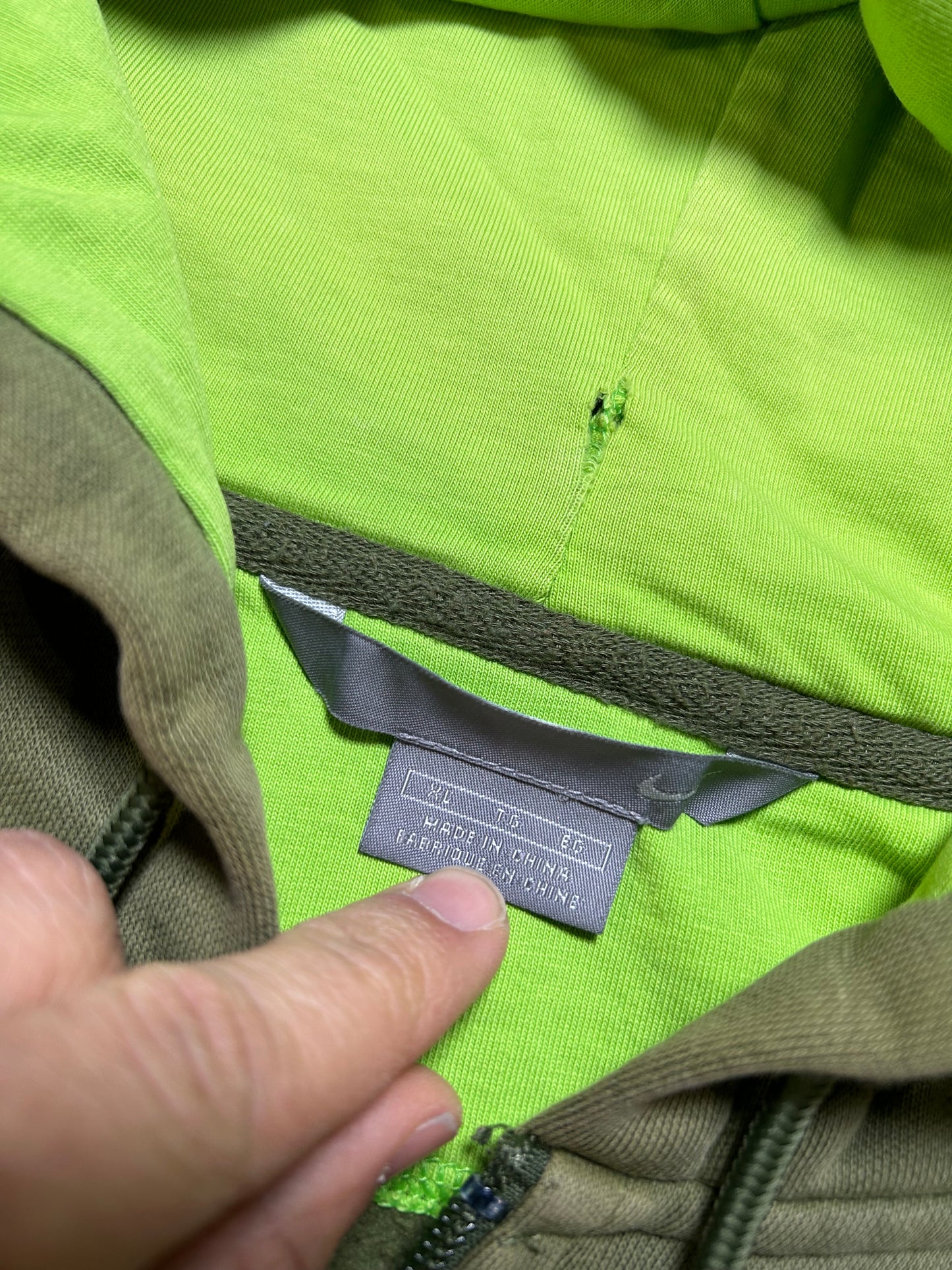 Vintage 00s Nike Chest Swoosh Essential Zip Hooded Sweatshirt Green Faded Worn In As Is XL 26.25x30.25 Inches