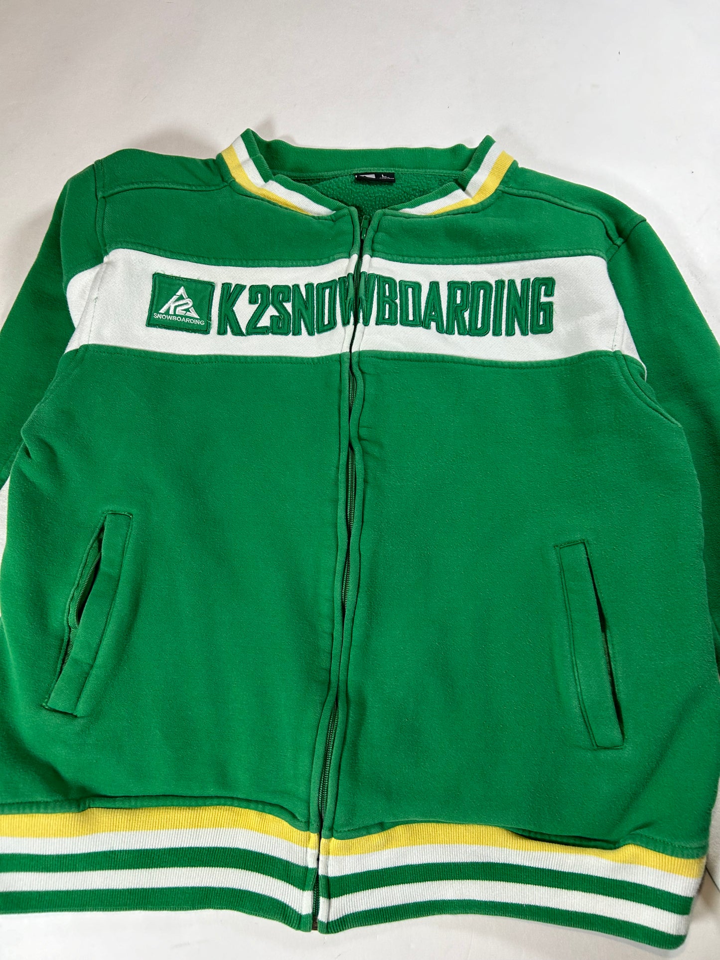 Vintage 2000s K2 Snowboarding Zip Track Jacket Style Sweatshirt Medium/Small Fit 22x24.75 Inches Green