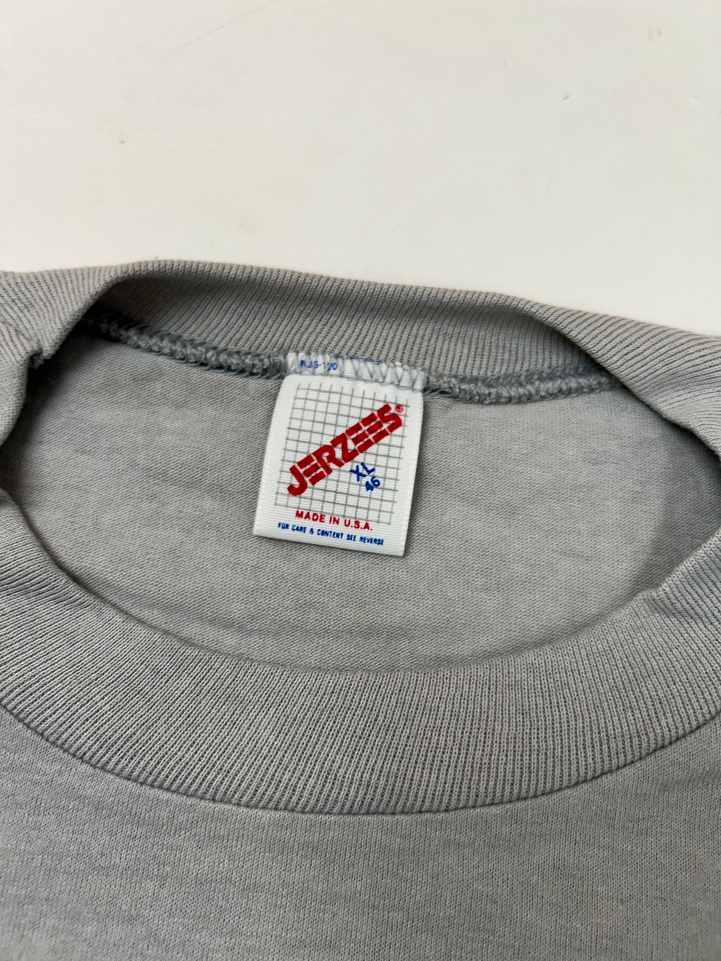 Edgewood NJ first edition “Deeper Than The Roots.” Tee XL/L Fit 22.5x29.5 Inches 90s Jerzees 50/50 Blend USA Made Slate Gray