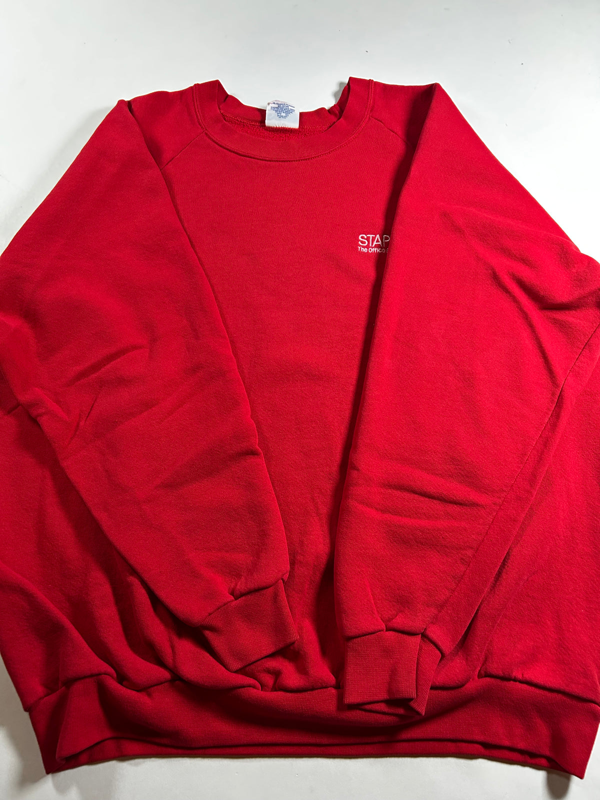 Vintage 90s Staples The Office Superstore Raglan Crewneck Sweatshirt XL/2XL Fit 27.5x29 Inches As Is