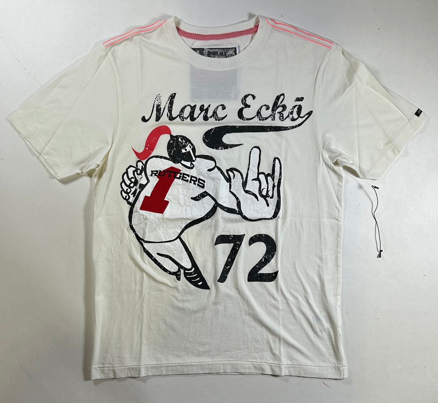 Vintage Eckō Marc Echō Cut & Sew Rutgers University Street Alchemists Football Tee Large White