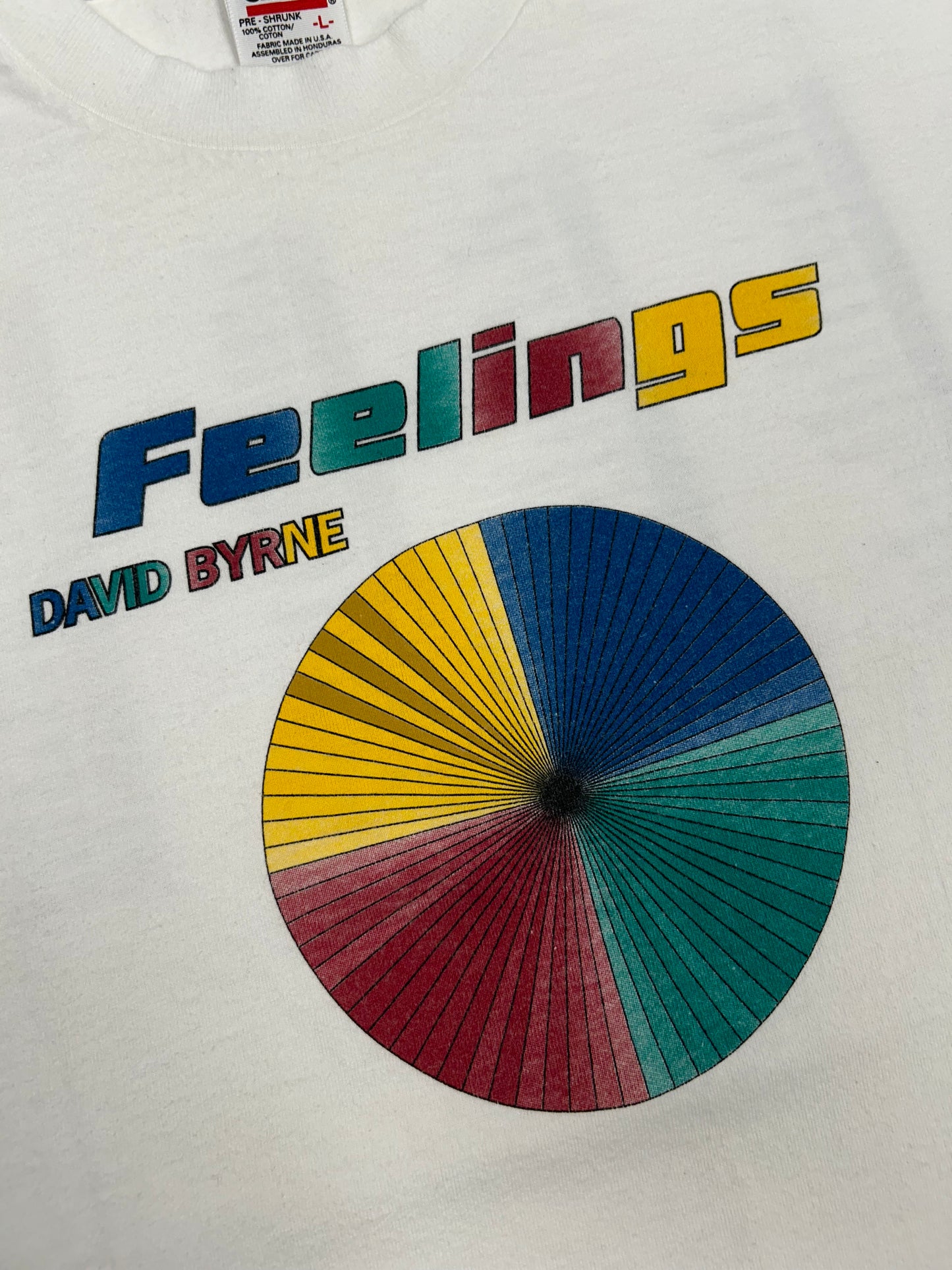 Vintage David Byrne Feelings Chart Album Promo Tee 90s Music Shirt Large/Medium 21x28.25 Inches