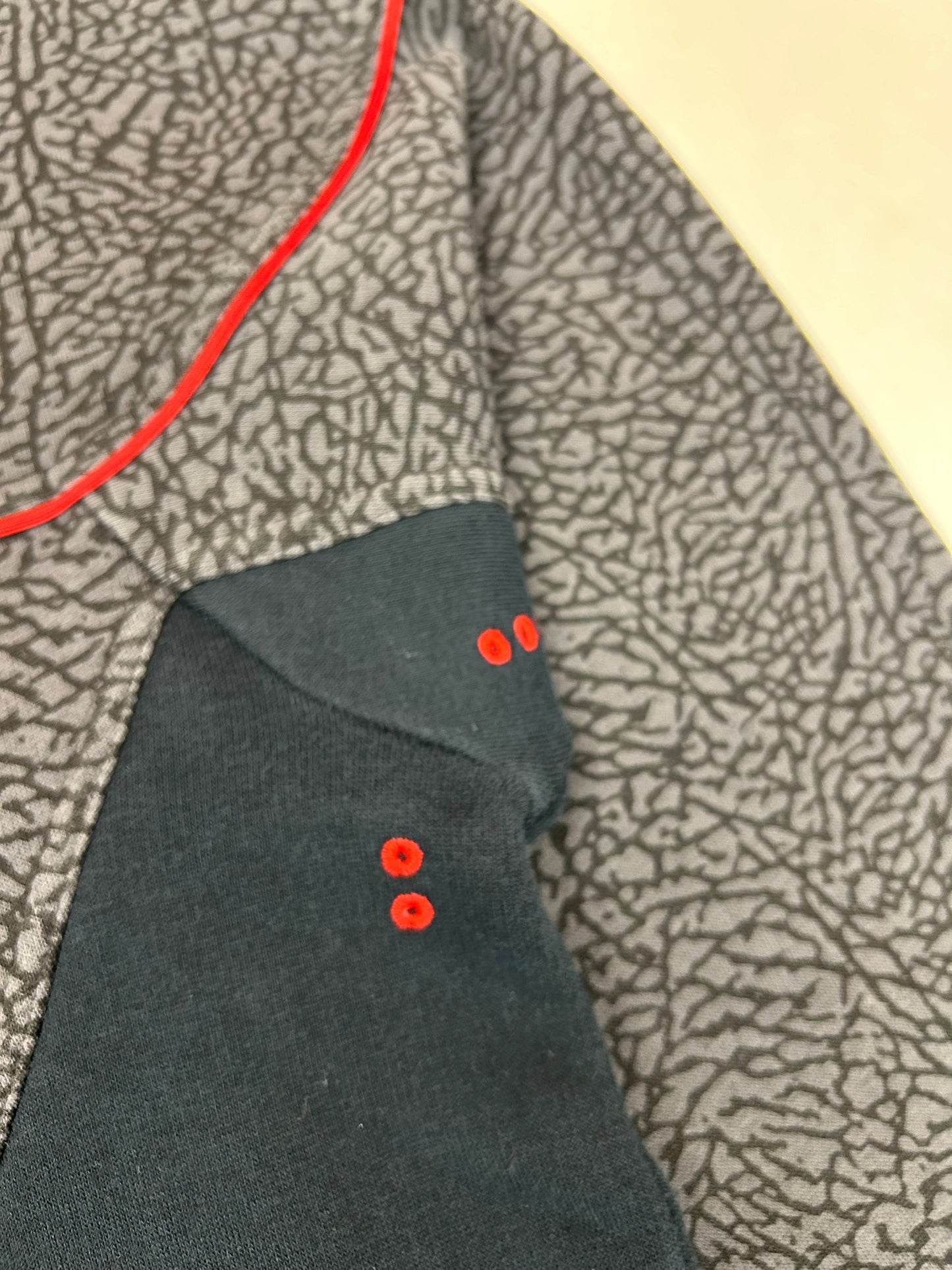 Air Jordan Cement Elephant Print 1/4 Zip Sweatshirt Retro 3 Black Cement Medium 20.5x27 Inches