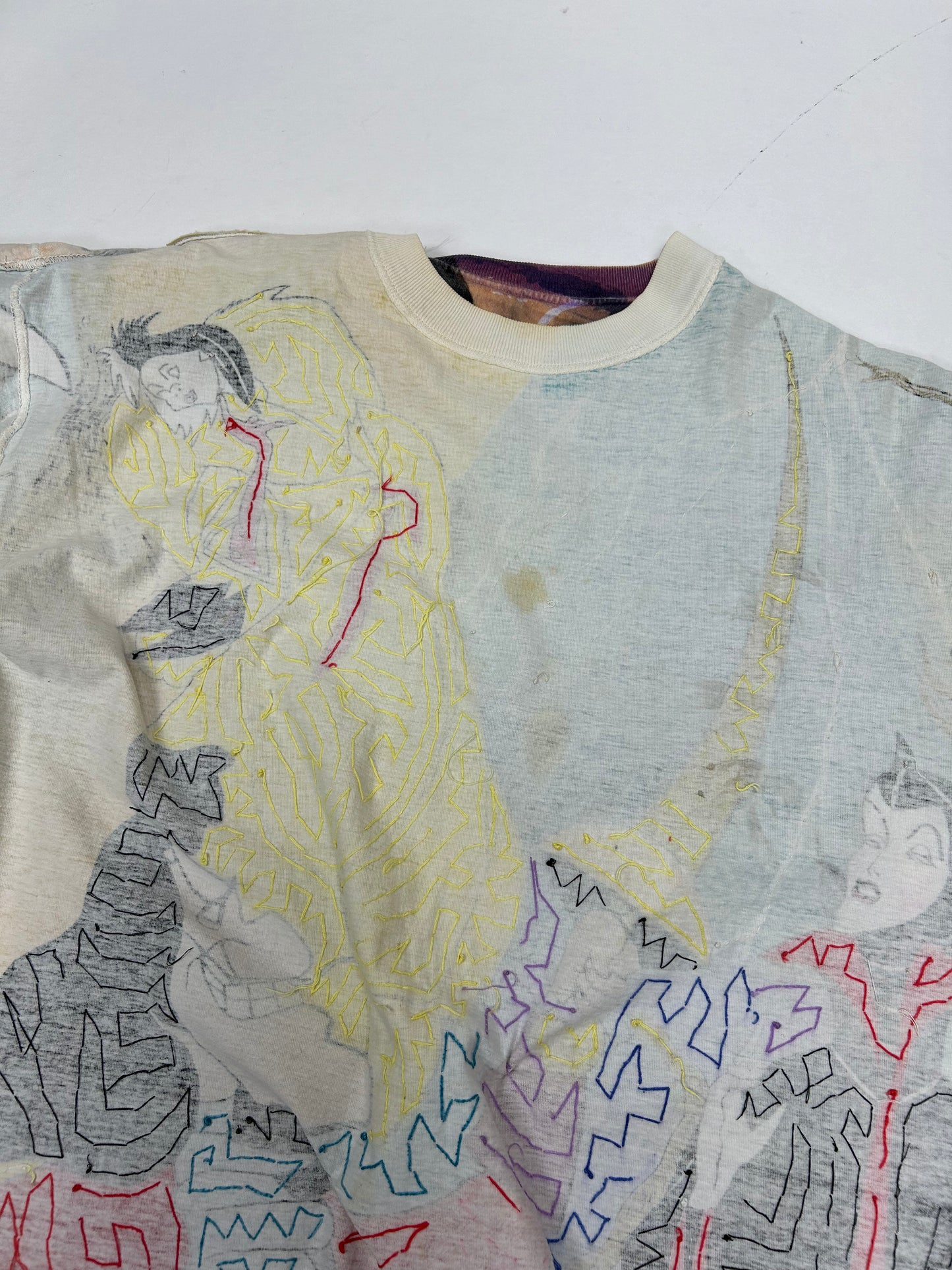 Vintage Disney JouJou Villains Cruella Maleficent Captian Hook Beaded Shirt Big 2XL For 25.5x32.75/34.75 Inches As Is Has Flaws