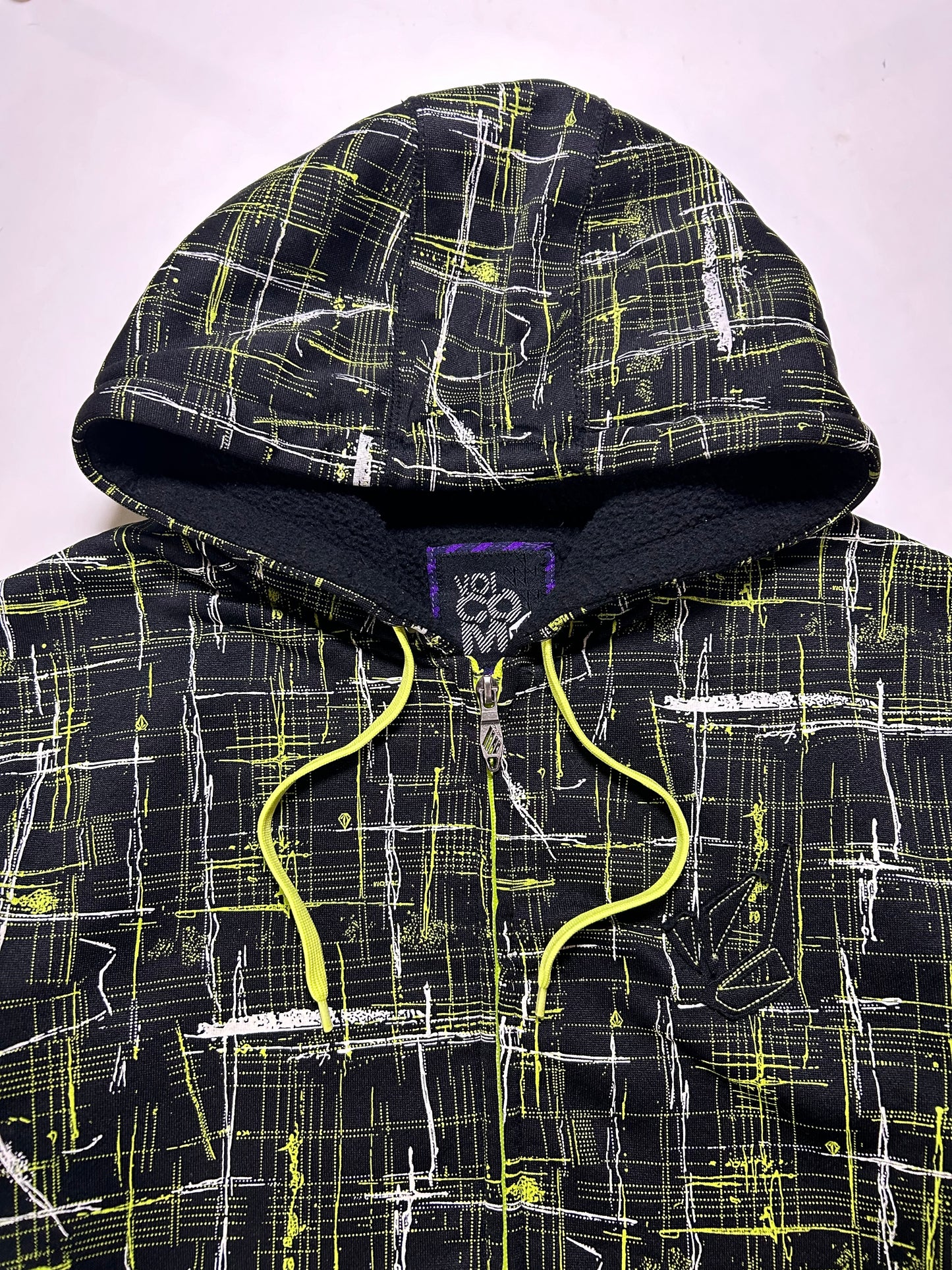 Vintage 00s Volcom Stone Fleeced Lined Zip Up Hooded Sweatshirt Large/Medium Fit 23x29.25 Inches