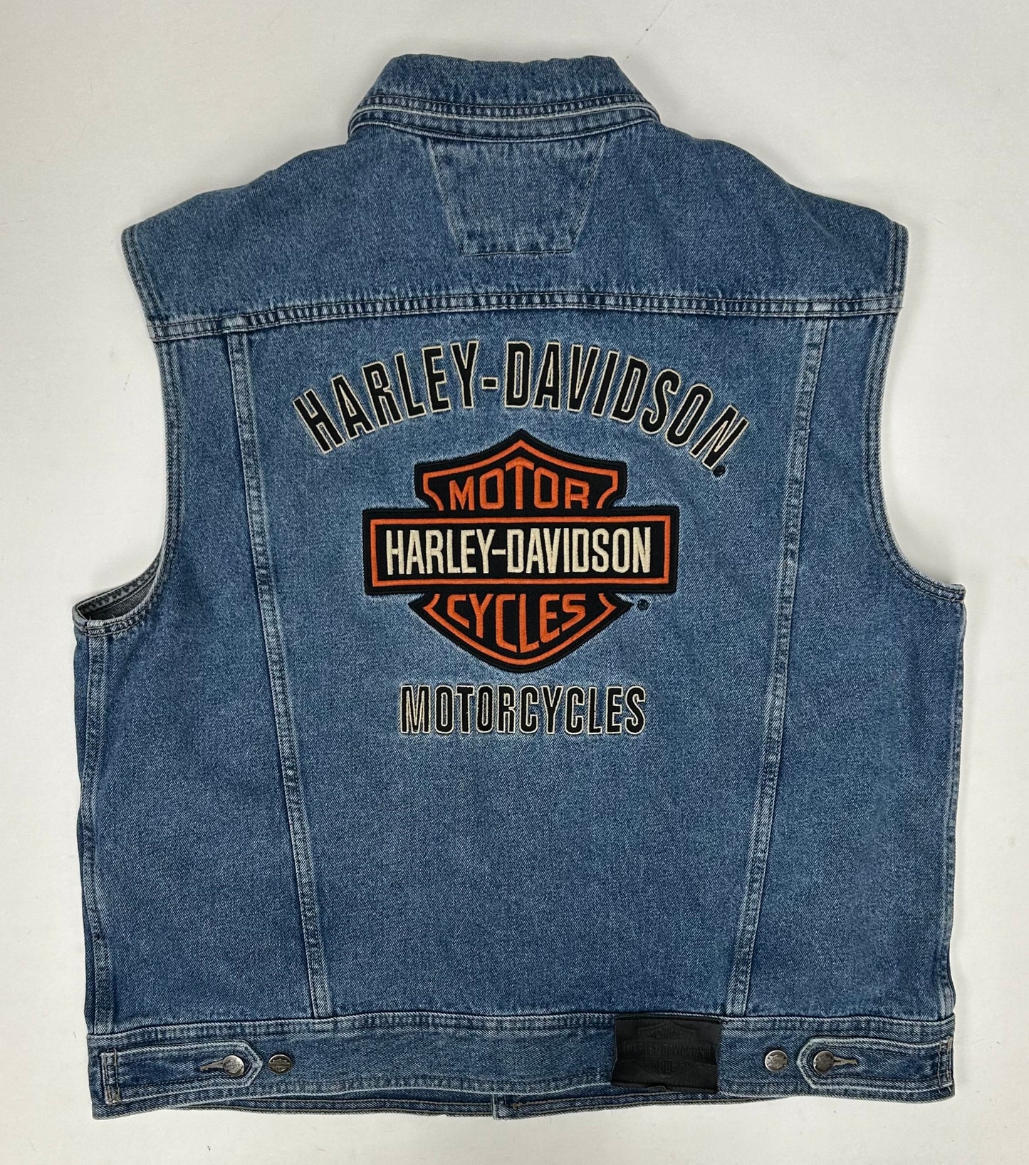 2009 Harley Davidson Motorcycles Denim Jean Jacket Vest XL 25x28.25 Inches