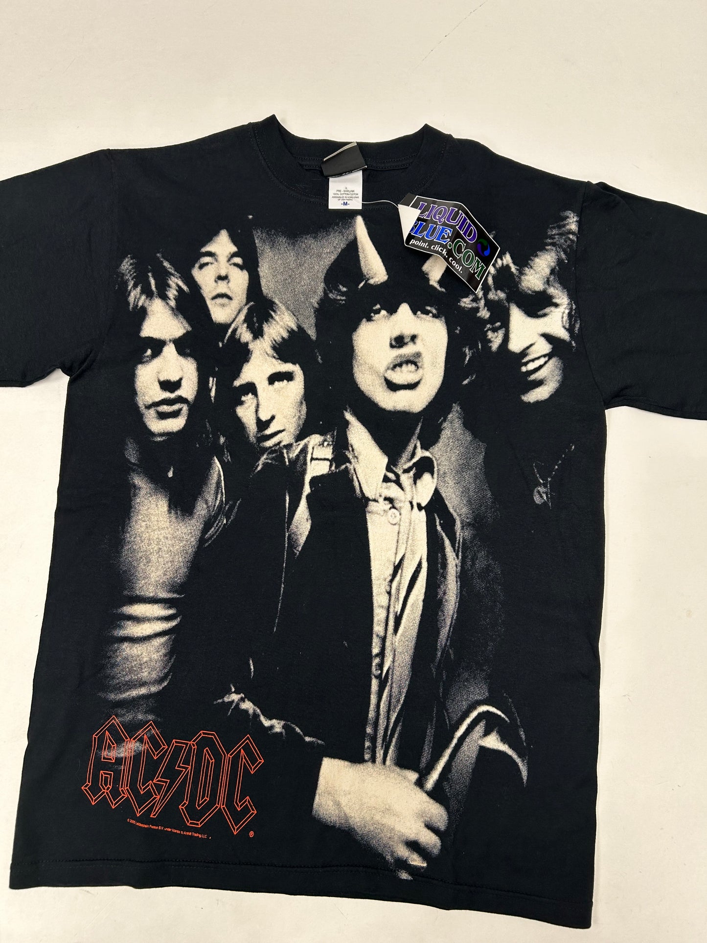 Vintage 2005 AC/DC Liquid Blue All Over Graphic Band Tee Deadstock Brand New Medium 20x28 Inches