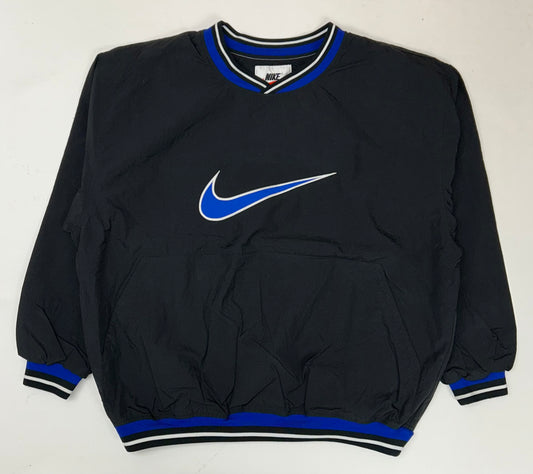 Vintage 90s Nike Swoosh V-neck Pullover Windbreaker Jacket 2XL 29.25x30.5 Inches Blue/Black/White