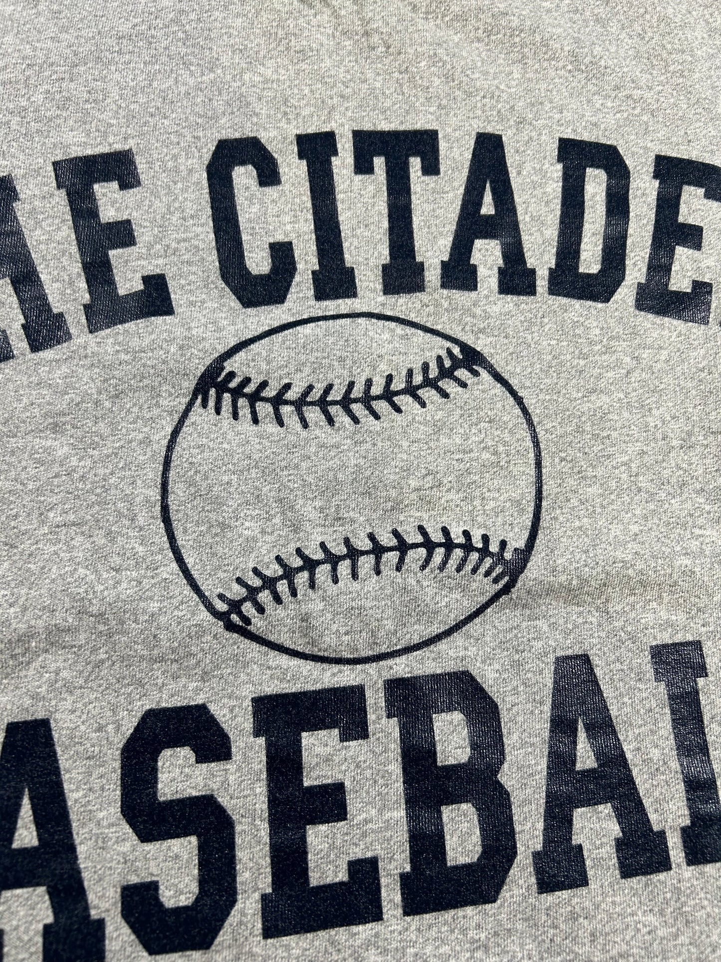 Vintage The Citadel Baseball Logo College Tee Heather Gray USA Made The Cotton Exchange Shirt Large 21.5x28.5 Inches