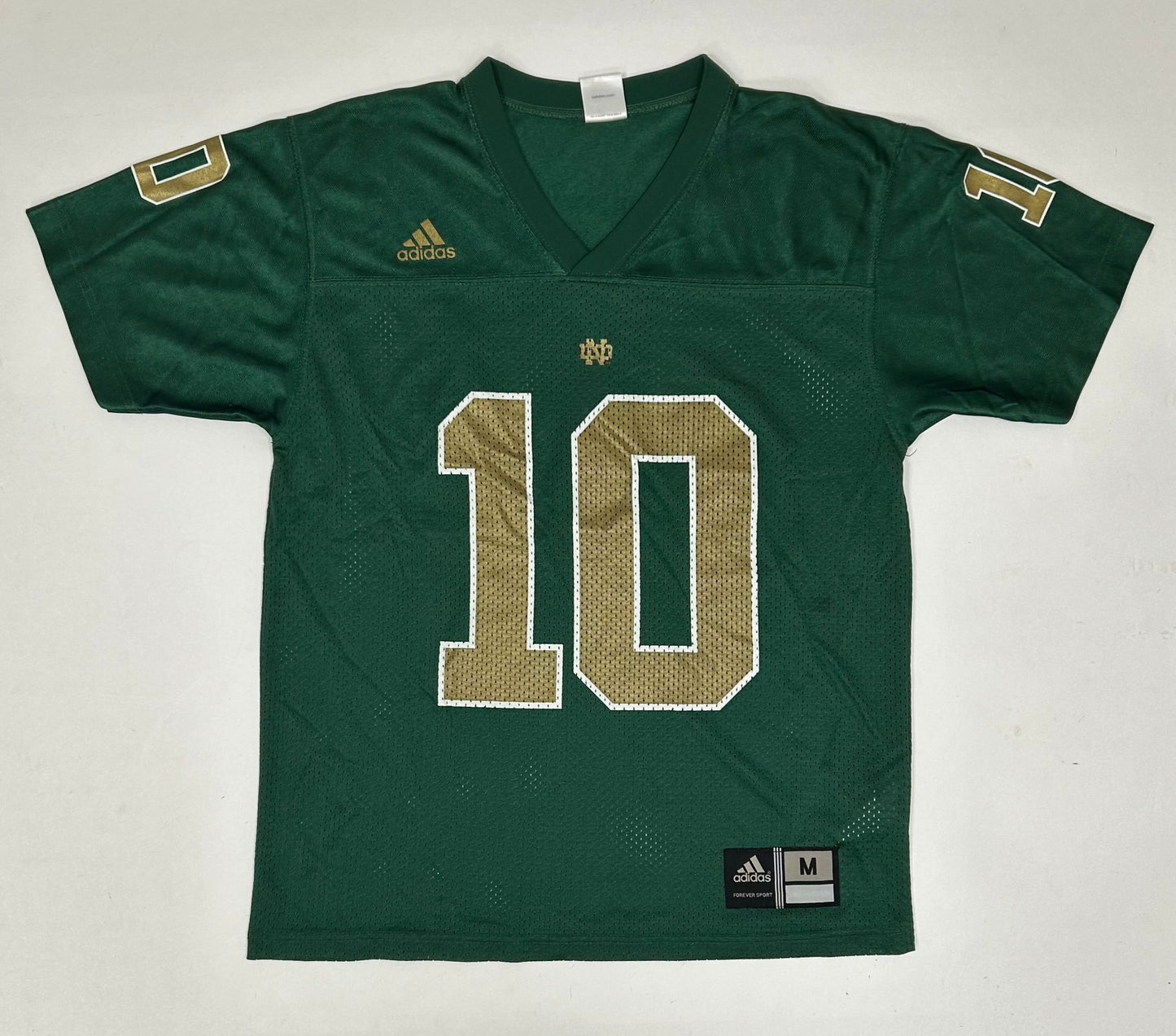Vintage 2000s Adidas Notre Dame Fighting Irish Brady Quinn #10 Jersey Youth Medium Green