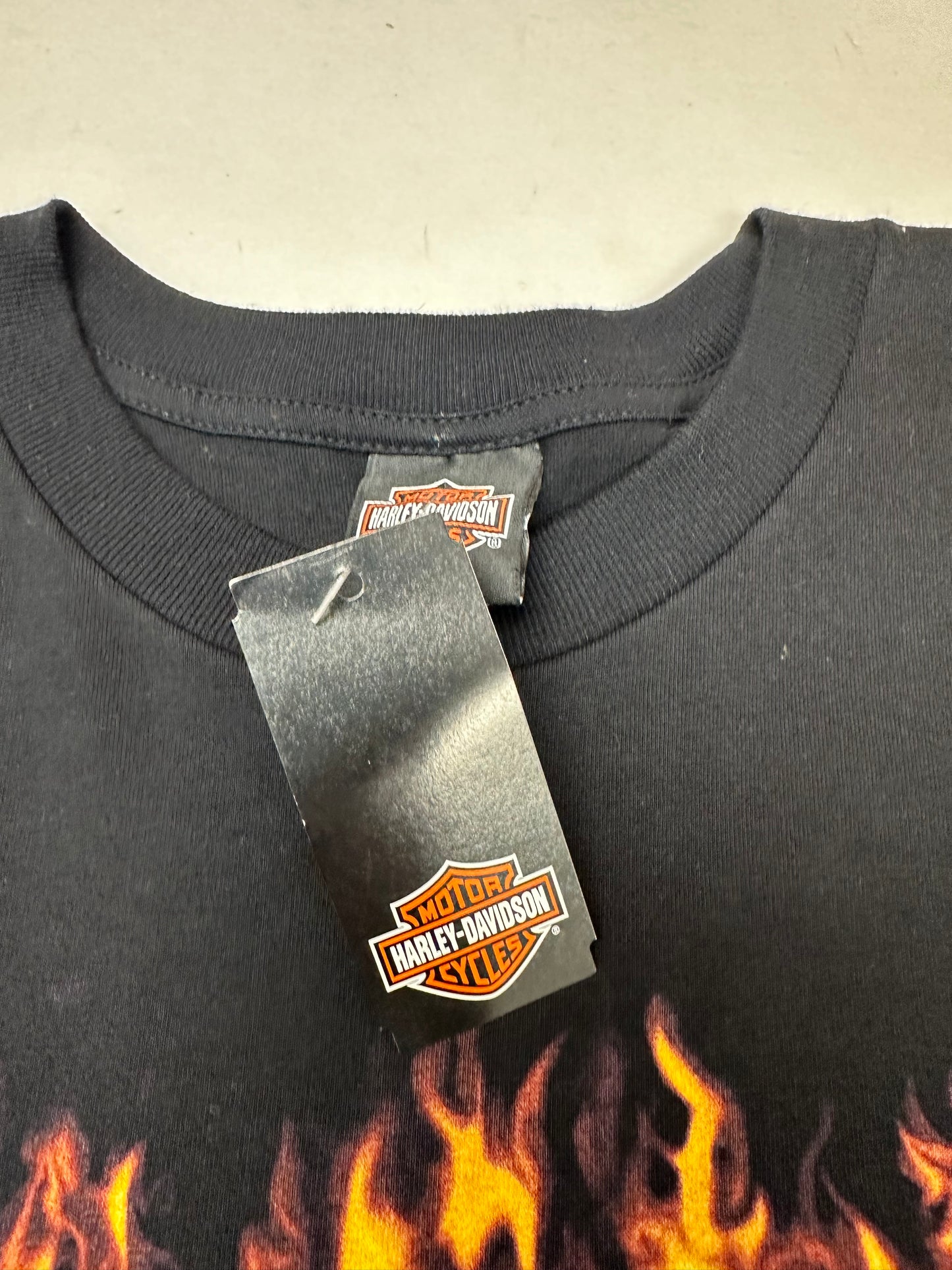 2006-2007 Harley Davidson Motorcycles Fire Starter Bruce Rossmeyer’s Boca Raton Florida Dealer Tee XL 23.5x33 Inches DS Brand New Old Stock