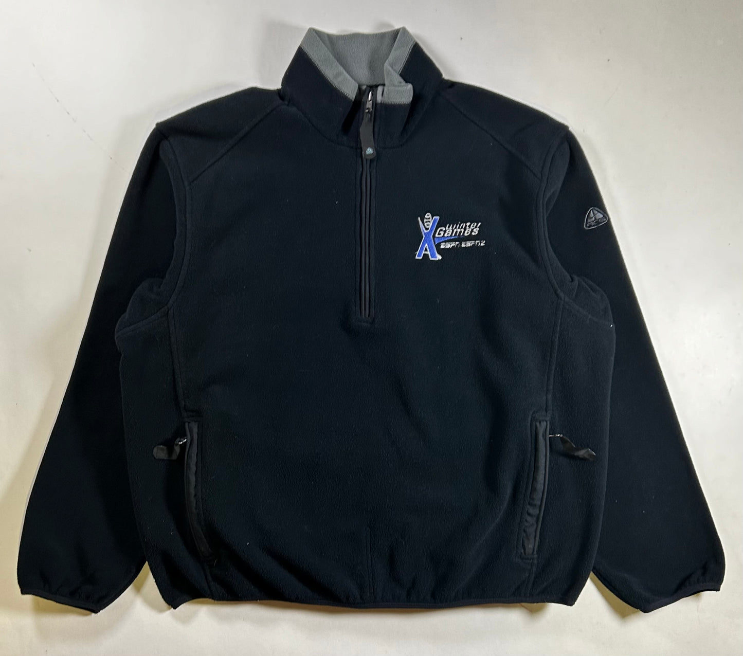 Vintage Nike ACG Winter X Games Fleece 1/4 Zip Jacket Therma-Fit XL/L Fit 26.75x28 Inches Black